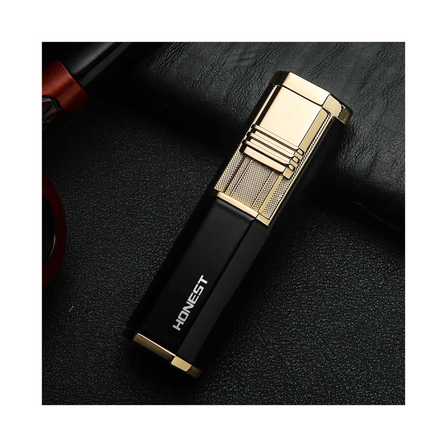Honest Dual Angled Torch Lighter with Fold-Out Punch Cutter