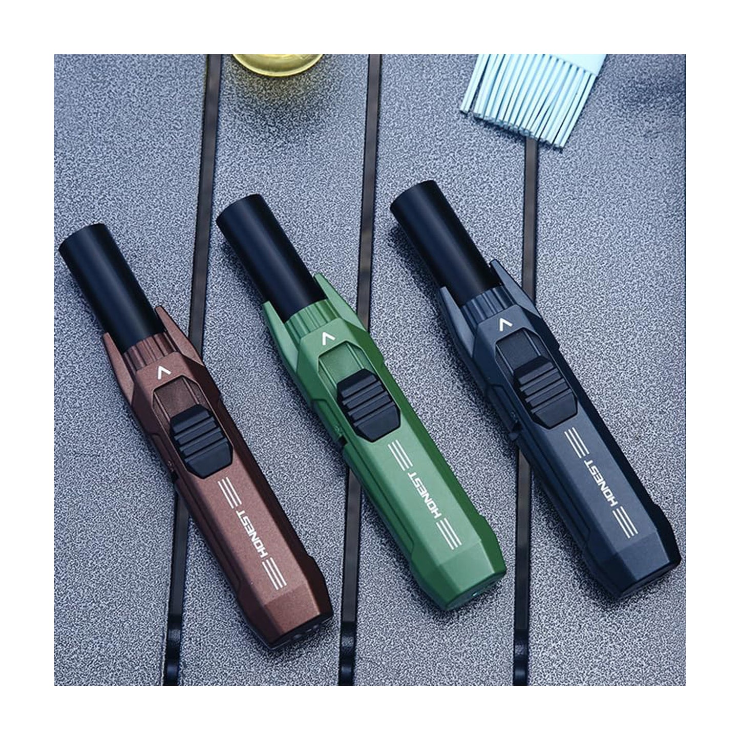 Honest Torch Lighter Powerful Jet Lighters Windproof Refillable Butane Gas Lighter for Outdoor BBQ Grill Kitchen Charcoal (Butane Not Included)