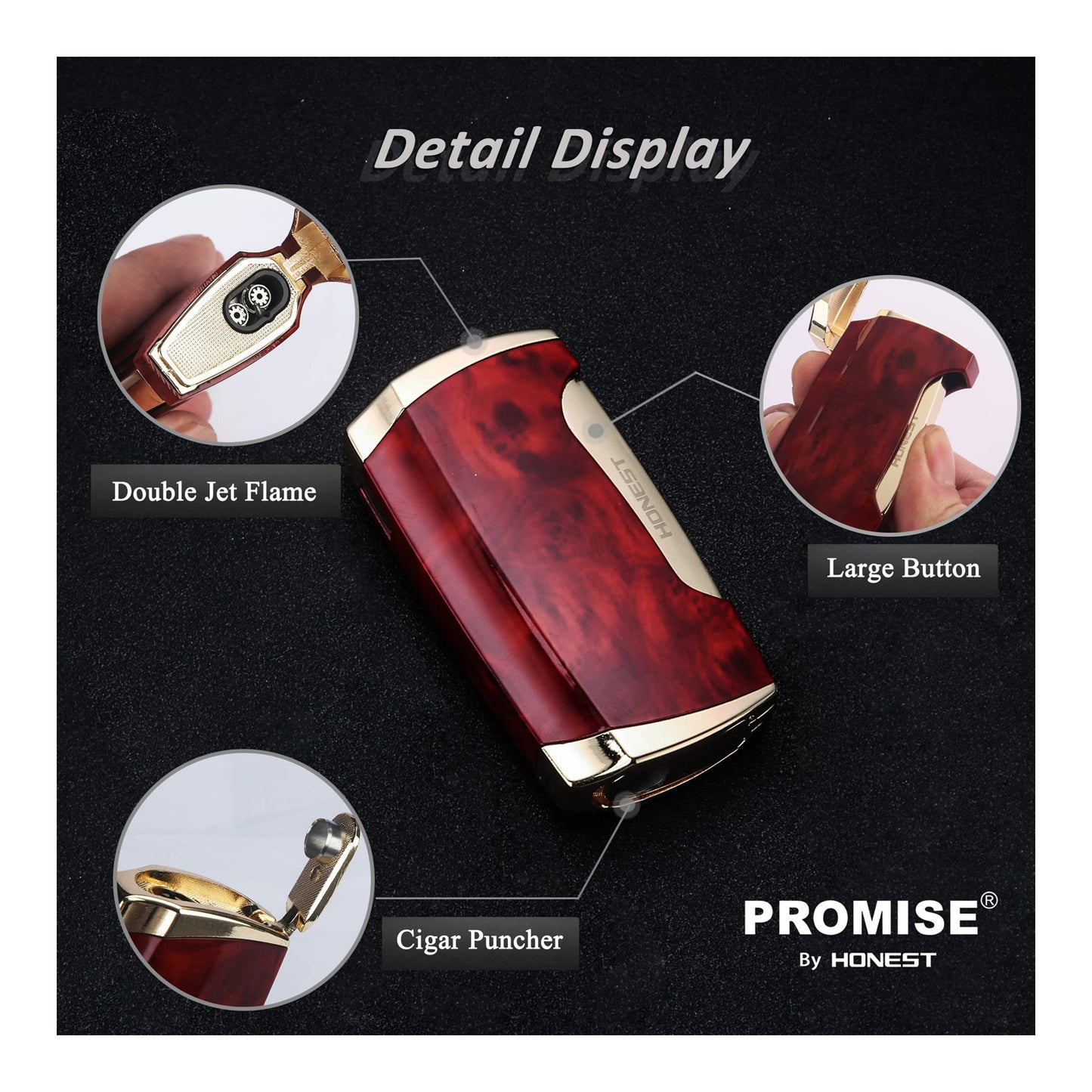 Double Jet Flame Torch Lighter and Cutter Gift Set for Men – Sleek Black Lighter Included