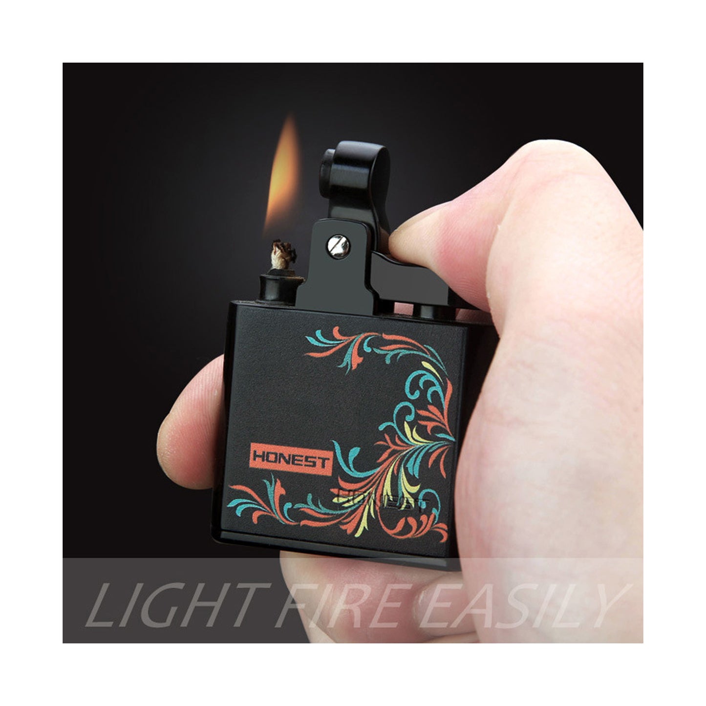 Honest Retro Antique Trench Lighter Reusable Kerosene Lighter, Old-Fashioned Nostalgic Push-Button Ignition Suitable for Candles Cigarettes Cigars Outdoor Camping Men's Gift