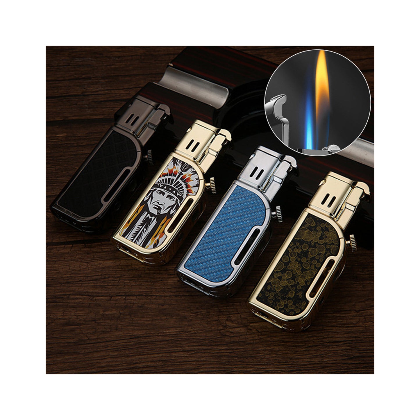 Honest Jet Torch Lighter, Soft/Jet Flame Switchable Lighters, Butane Refillable Lighter with Foldable Punch and Adjustable Flame Dial, Cool Lighters for Men/Husband (Fuel not Included)