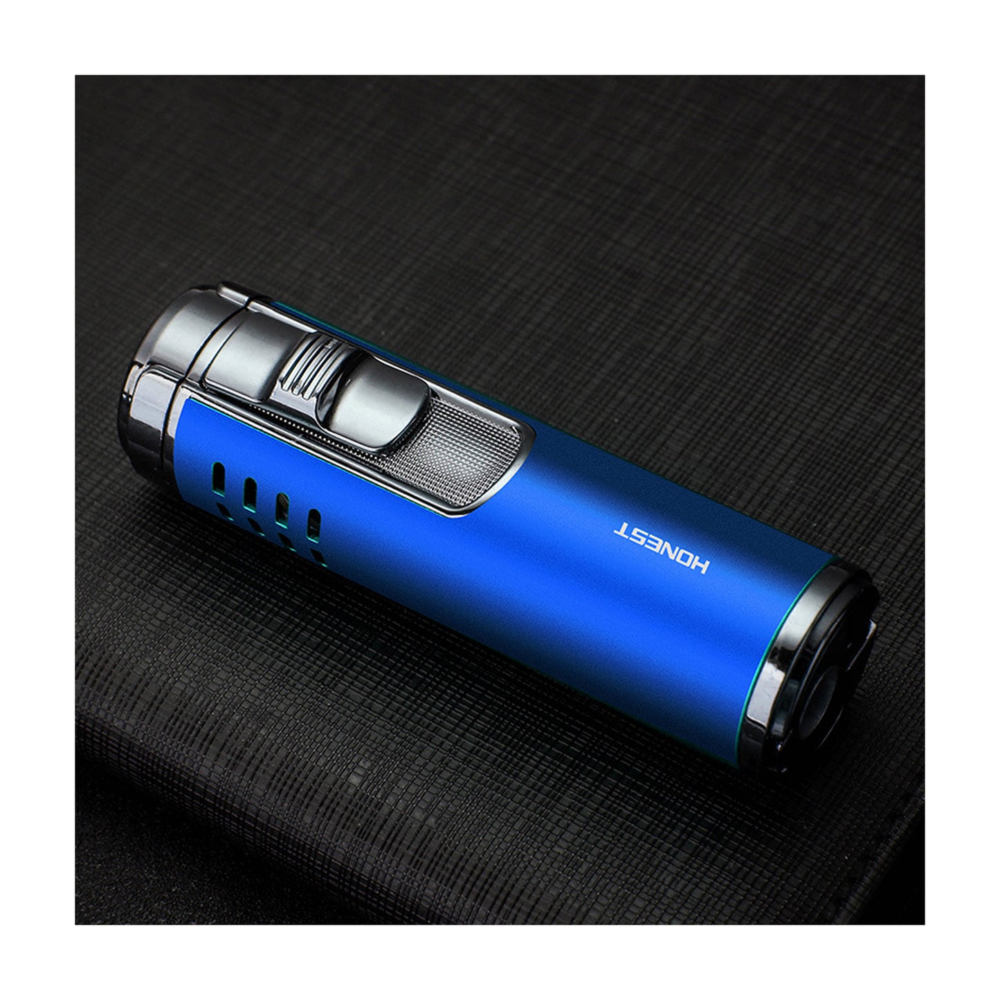 Honest Torch Lighter, 4 Jet Flame Lighter with Punch,Refillable Butane Windproof Lighter Gift for Men (Without Gas)