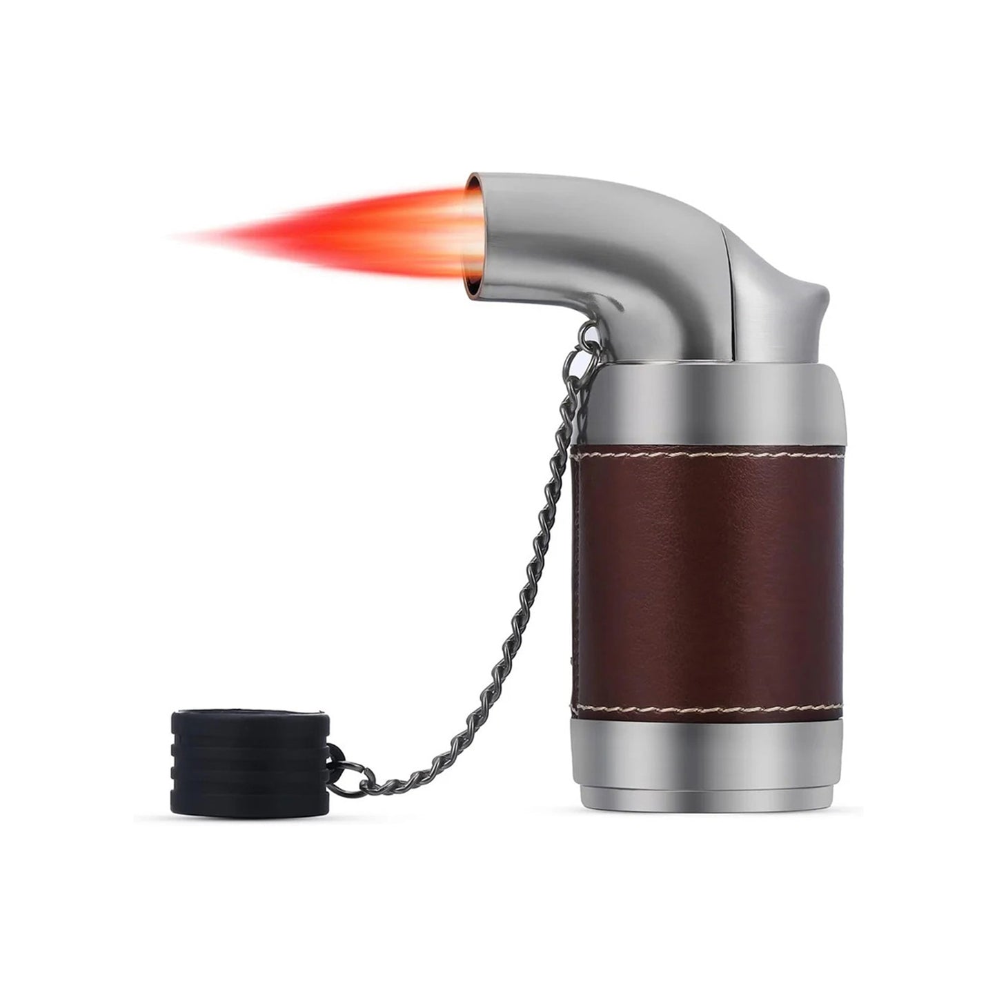 Honest Quad Torch Lighter Leather Tabletop Refillable Butane Gas Red Flame Cigar Tobacco Lighter