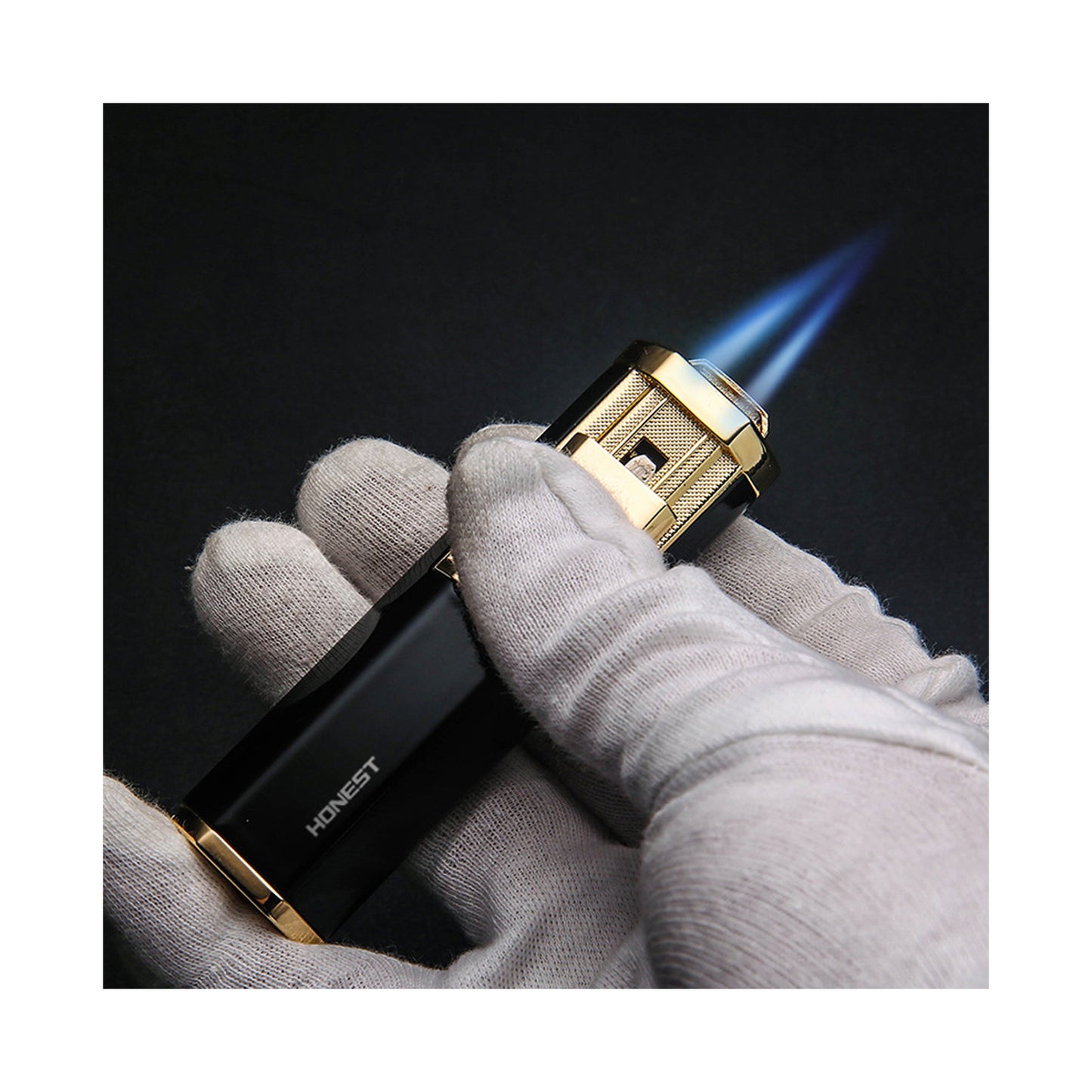 Honest Dual Angled Torch Lighter with Fold-Out Punch Cutter