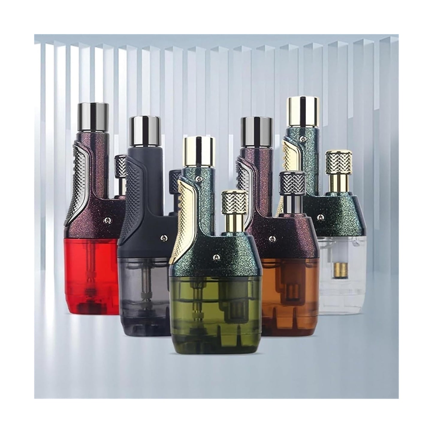 Honest Transparent Visible Gas Lighter, Adjustable Refillable Windproof Cigarette Lighters, Portable Butane Jet Flame Lighter, Collection Decorative Gift