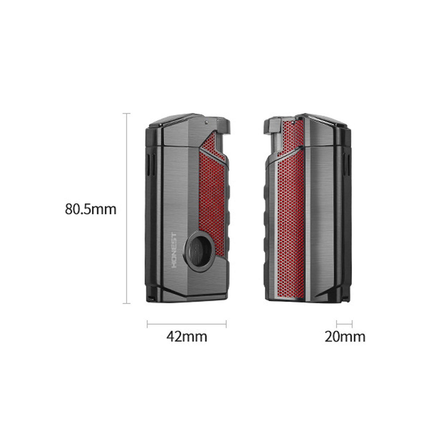 Honest Triple Jet Torch Cigar Lighter with Cigar Punch Rest Holder, Windproof Butane Lighter Refillable - Butane Not Included,Box Included