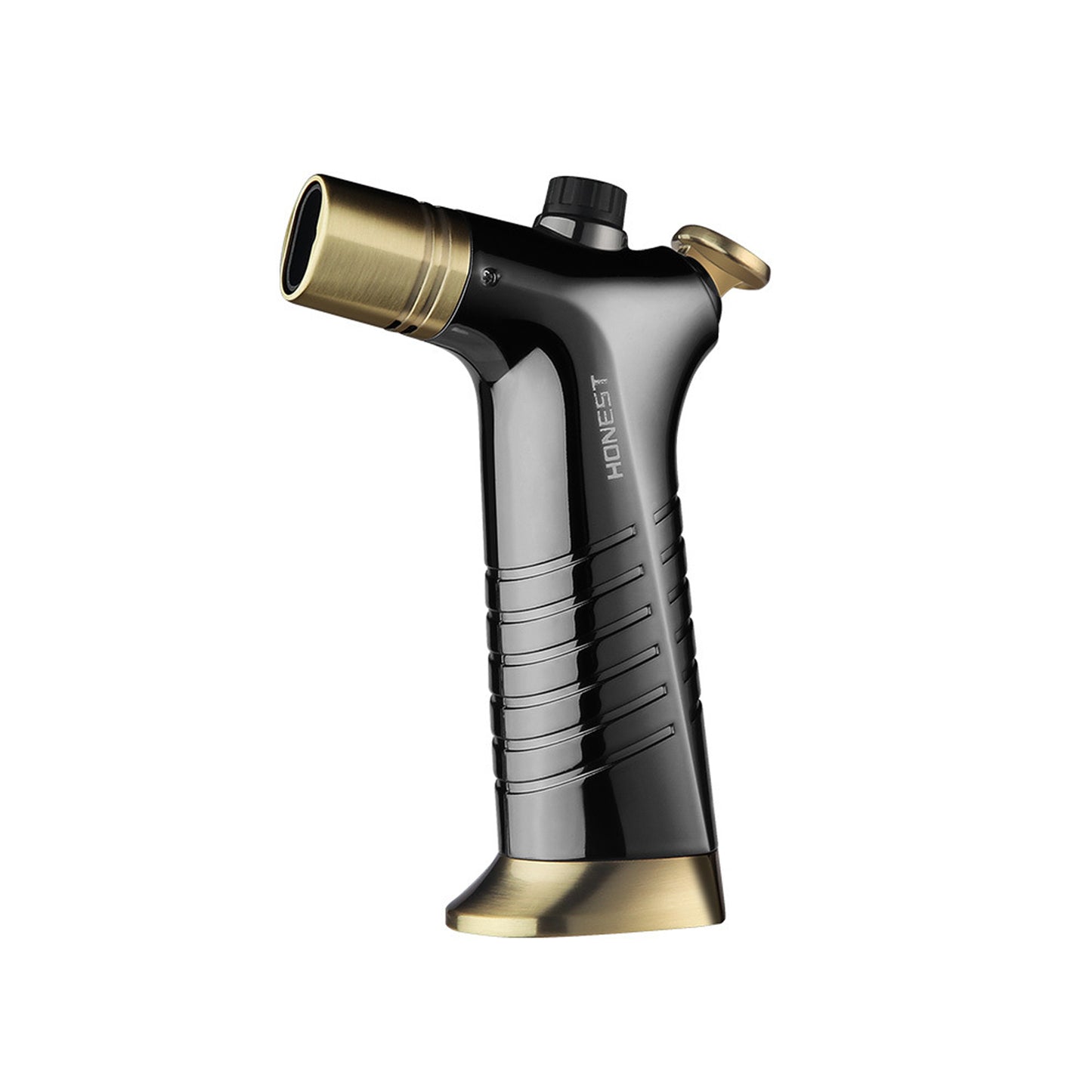 Honest Blue flame direct-into-fire lighter, metal nozzle is safe and durable, jet-type windproof double flame lighter, adjustable flame, rechargeable butane, easy to carry, gift for men