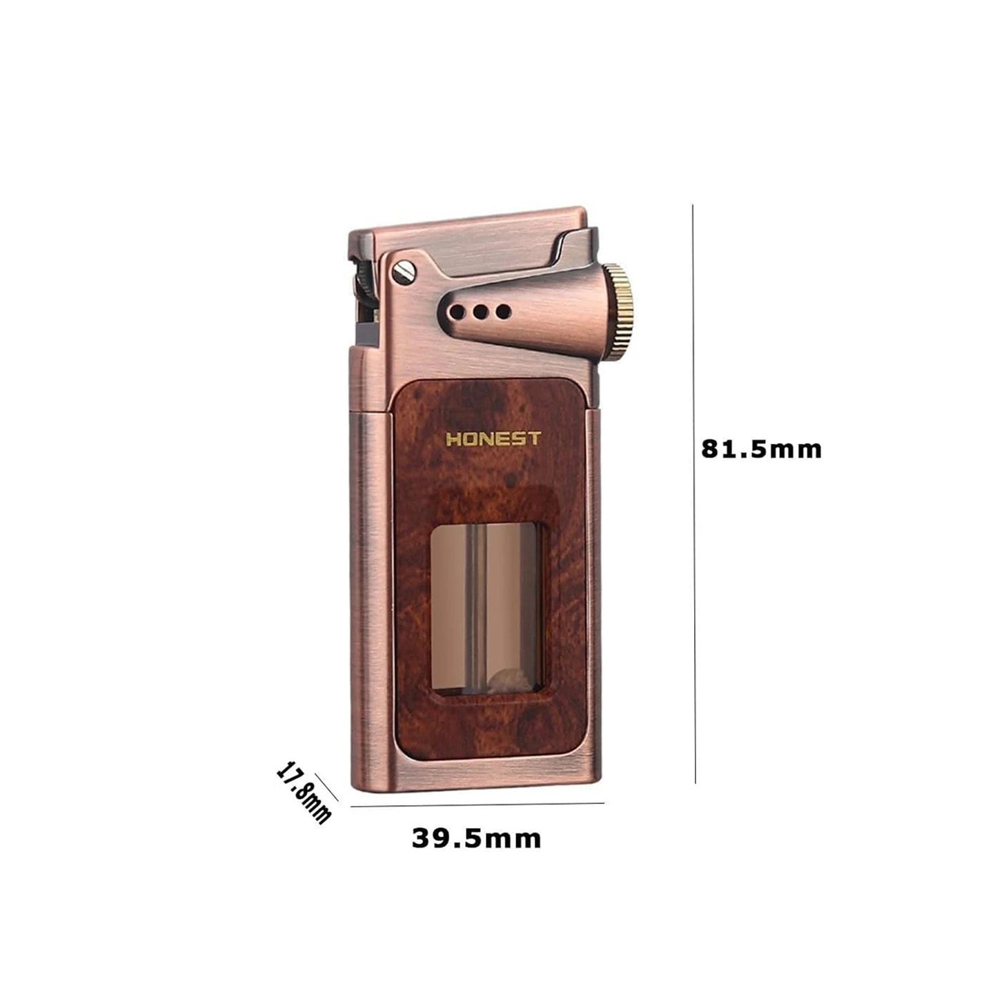 Honest Metal Vintage Windproof Kerosene Lighter, Classic Soft Flame, Portable Transparent Window Reusable Lighter, Gift for Men (Kerosene Not Included)