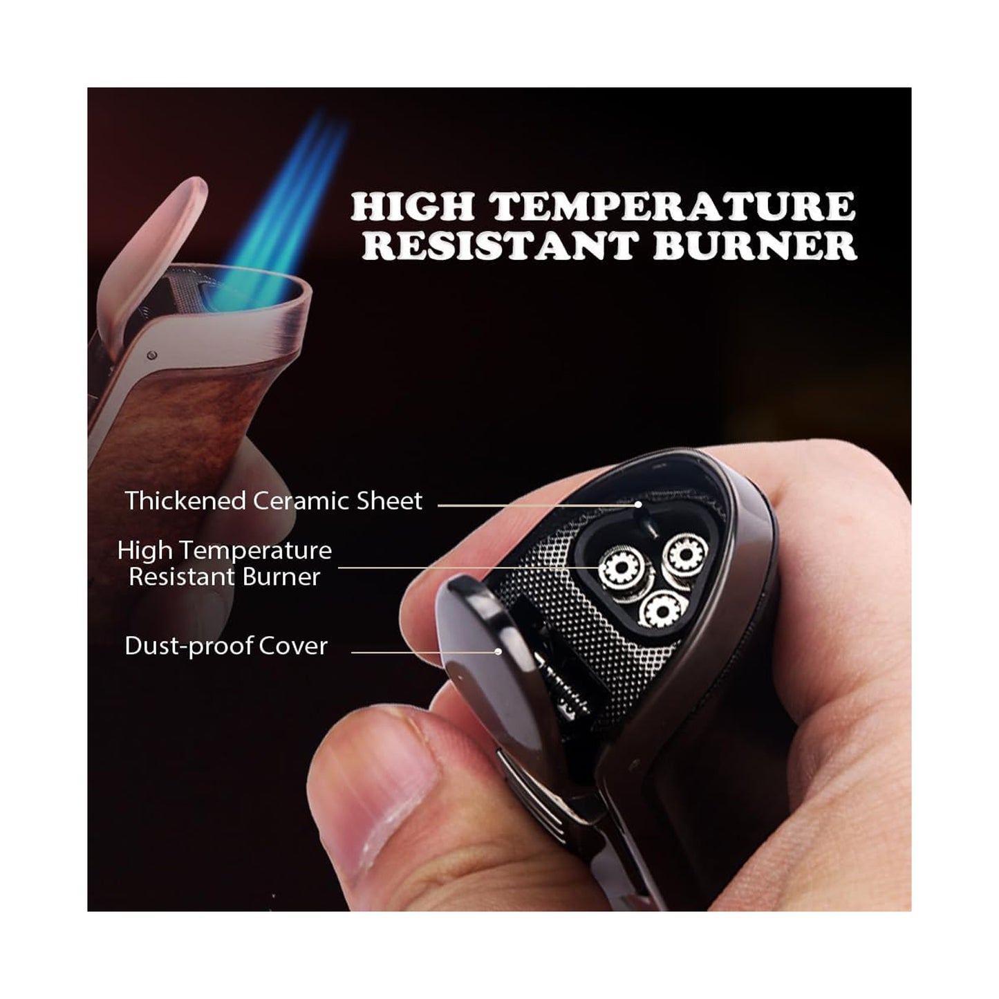 HONEST Triple Jet Torch Lighter – Refillable with Built-in Punch, Adjustable Flame Intensity, and Visible Gas Window – Great for BBQ, Kitchen, Fireplace, and Candles – Perfect Gift for Men