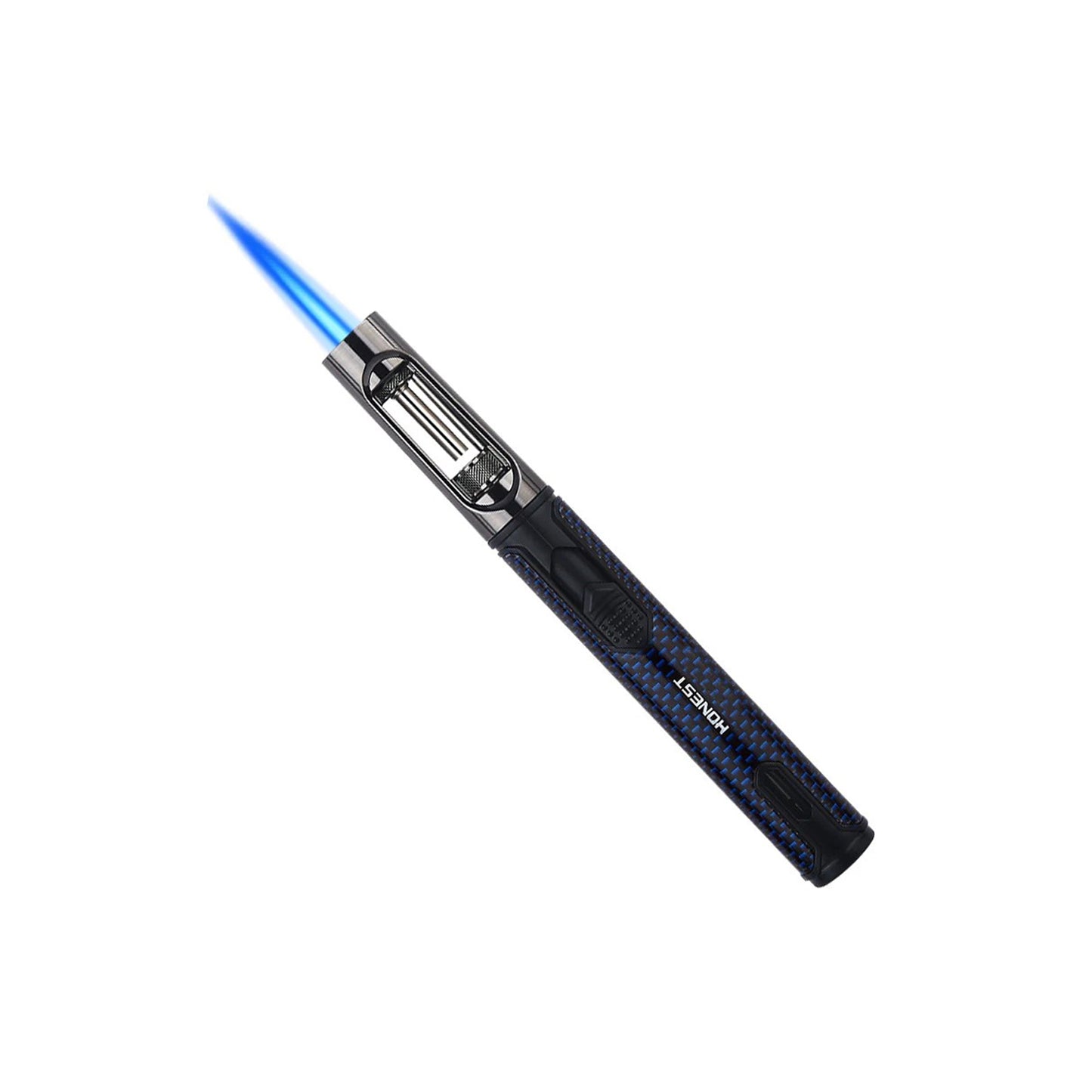 Honest Windproof Straight-in Adjustable Jet Flame Torch Lighter, Visible Gas Chamber, Pen-Style Metal Long Lighter, Portable, Recyclable, Candle Cigar Unless Outdoor Camping Barbecue Dedicated