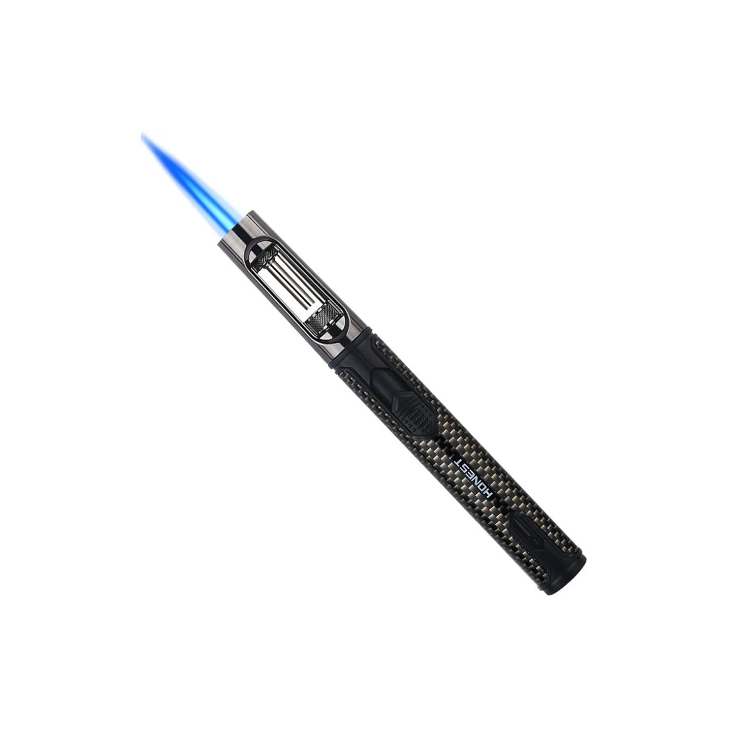 Honest Windproof Straight-in Adjustable Jet Flame Torch Lighter, Visible Gas Chamber, Pen-Style Metal Long Lighter, Portable, Recyclable, Candle Cigar Unless Outdoor Camping Barbecue Dedicated