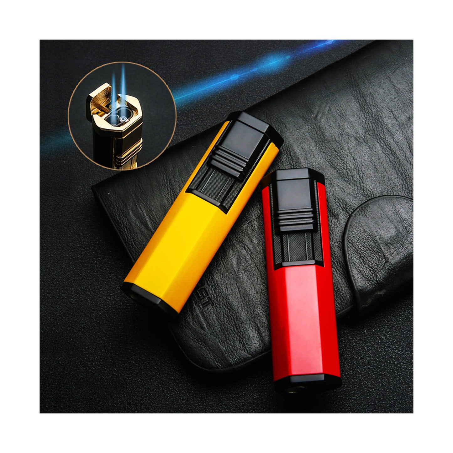 Honest Dual Angled Torch Lighter with Fold-Out Punch Cutter