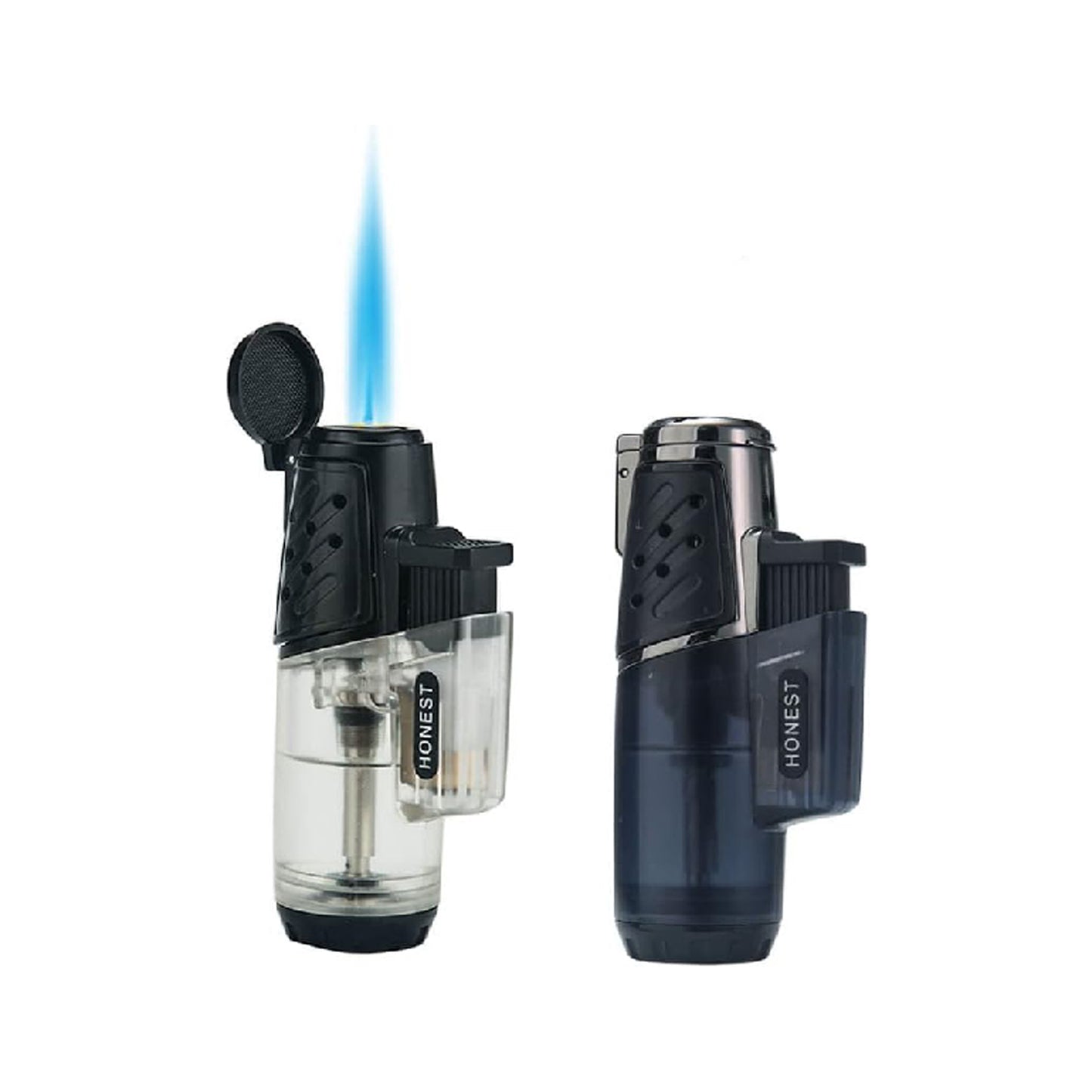 Butane Jet Cigar Torch Lighter – Windproof Turbo Flame Refillable Gas Lighter with Butane Window
