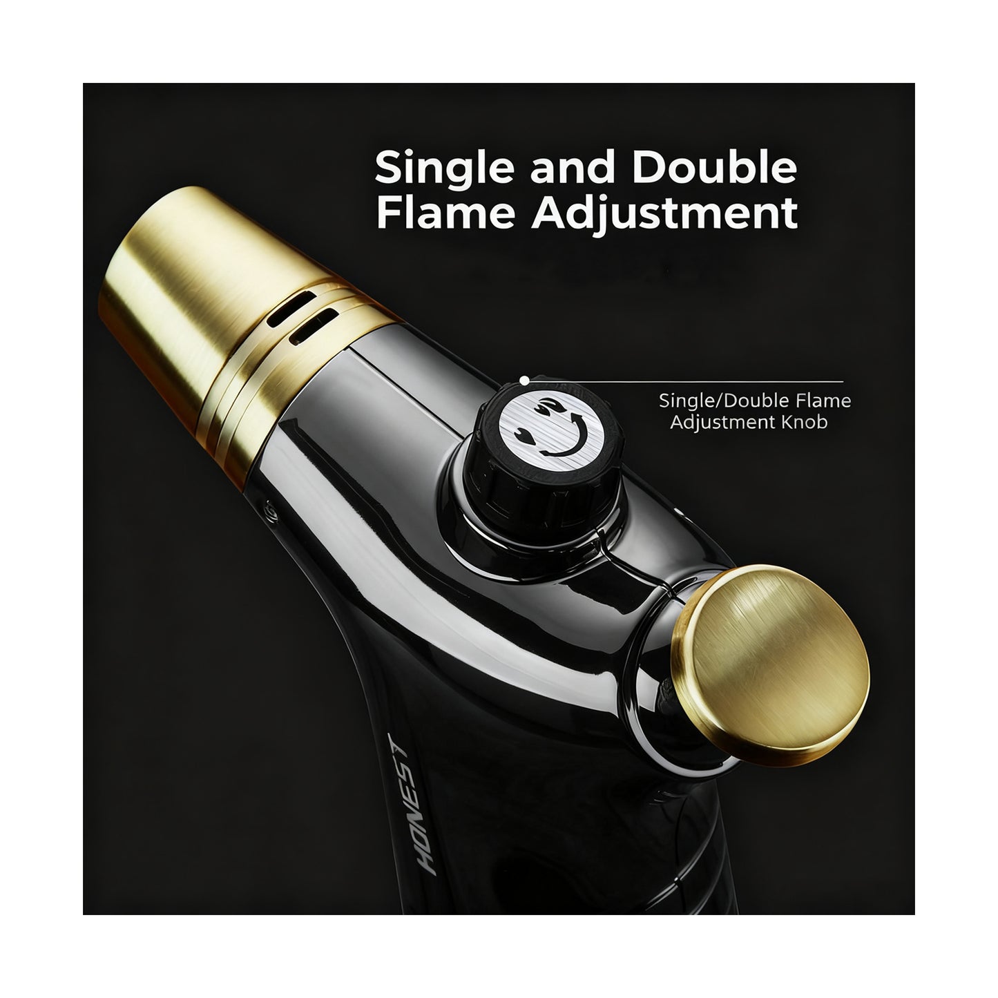 Honest Blue flame direct-into-fire lighter, metal nozzle is safe and durable, jet-type windproof double flame lighter, adjustable flame, rechargeable butane, easy to carry, gift for men