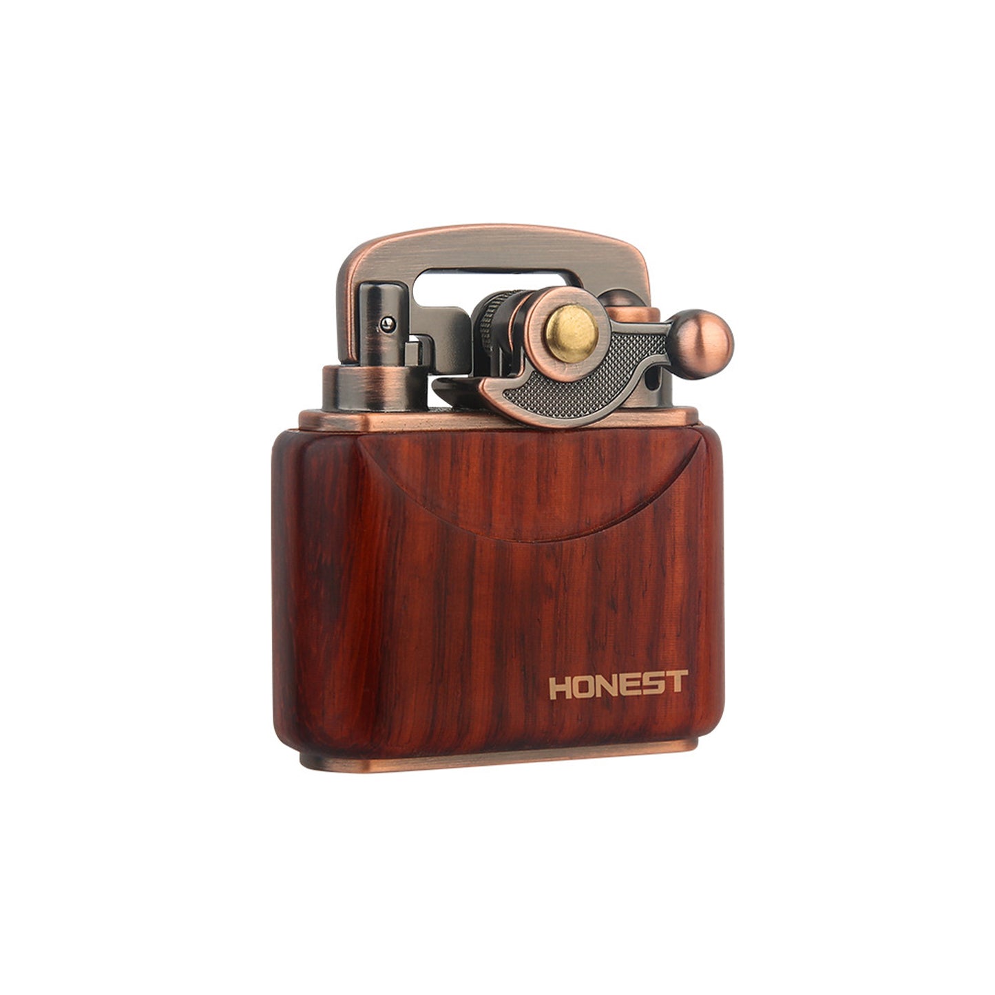 Honest Vintage Trench Lighter, Windproof Reusable, Antique Kerosene Lighter with Flame Rocker, Vintage Brass Windproof Kerosene Lighter 592 Wooden case