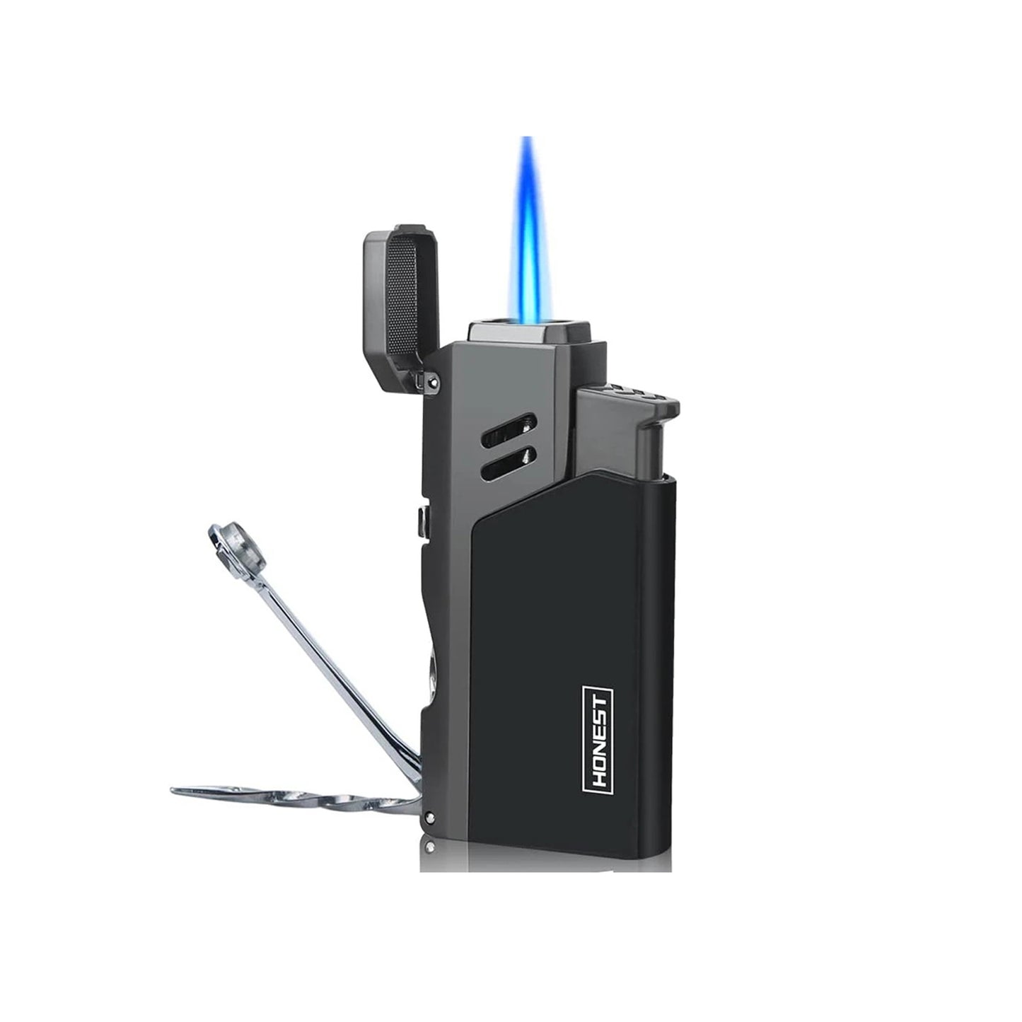 Honest Jet Torch Cigar Lighter - Adjustable Flame, Refillable with Butane - Outdoor