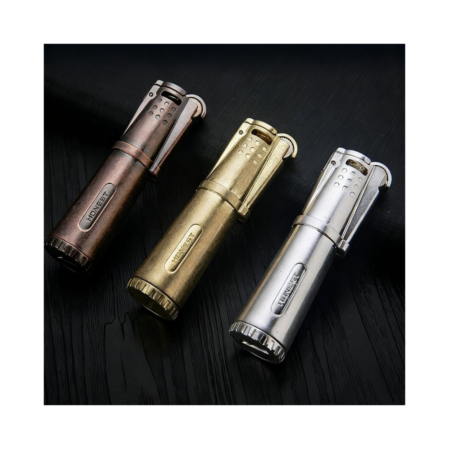 Honest Metal Kerosene Gasoline Vintage Collectible Lighter, Wheeled Trench Cool Lighter Windproof Trench (Liquid Not Included) Refillable Fuel, Portable Candle Cigar Lighter Outdoor Camping