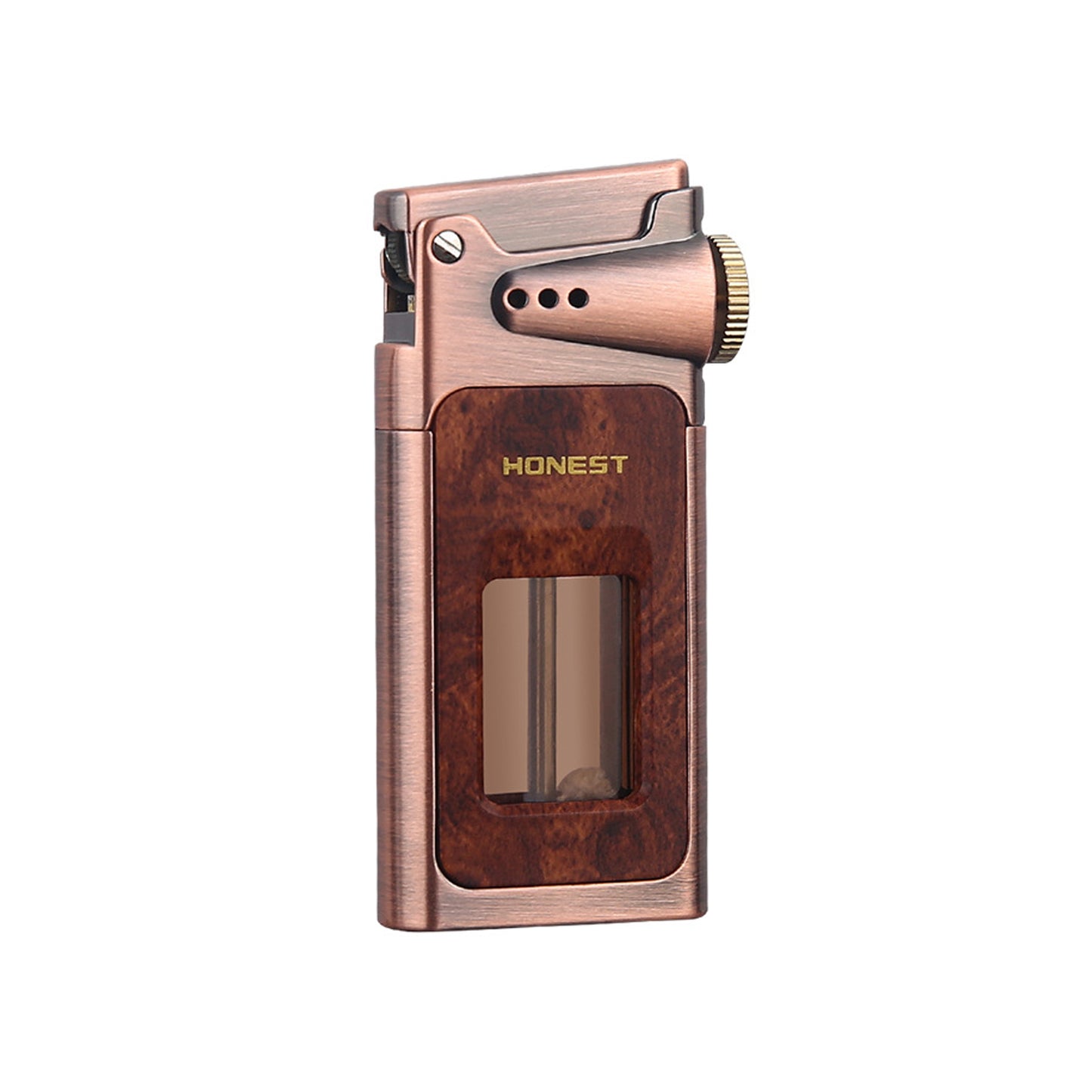 Honest Metal Vintage Windproof Kerosene Lighter, Classic Soft Flame, Portable Transparent Window Reusable Lighter, Gift for Men (Kerosene Not Included)