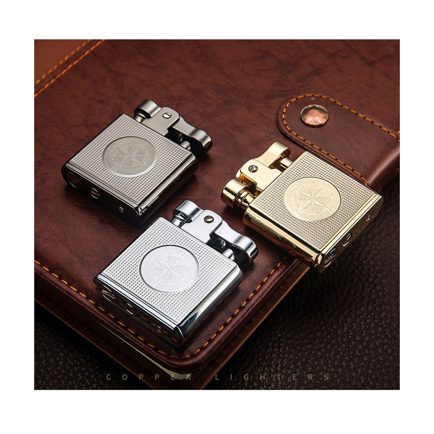Honest Metal Vintage Kerosene Lighter, Classic Soft Flame Lighter, Push to Ignite, Exquisite Craftsmanship, Reusable, Cigar Candle, Gift Box Packaging, Men's Gift