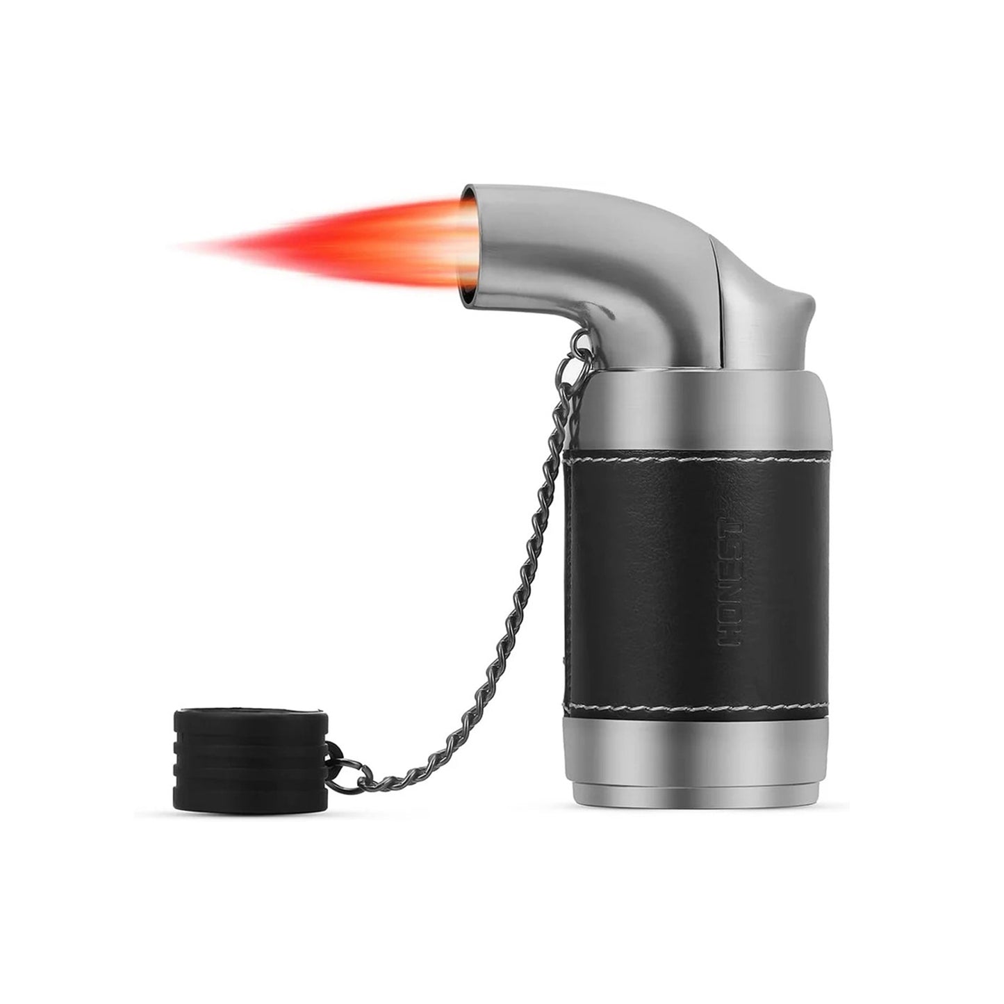 Honest Quad Torch Lighter Leather Tabletop Refillable Butane Gas Red Flame Cigar Tobacco Lighter
