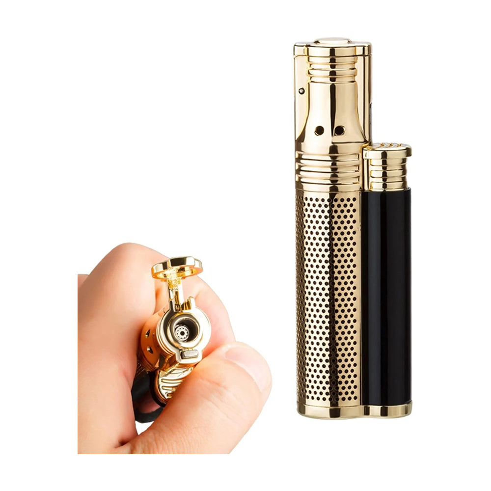 Honest Metal Windproof Gas Butane with Punch Cigar Lighter Jet Butane Gas Smoking Torch Lighter Adjustable and Portable Mens Gadget