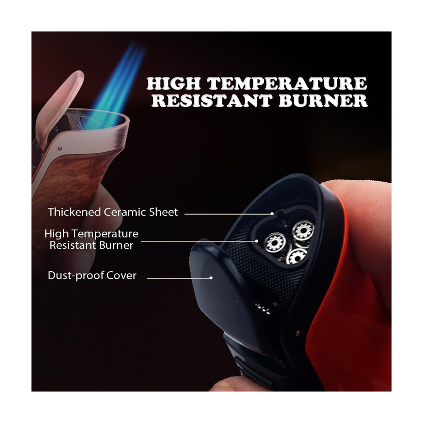 HONEST Triple Jet Torch Lighter – Refillable with Built-in Punch, Adjustable Flame Intensity, and Visible Gas Window – Great for BBQ, Kitchen, Fireplace, and Candles – Perfect Gift for Men