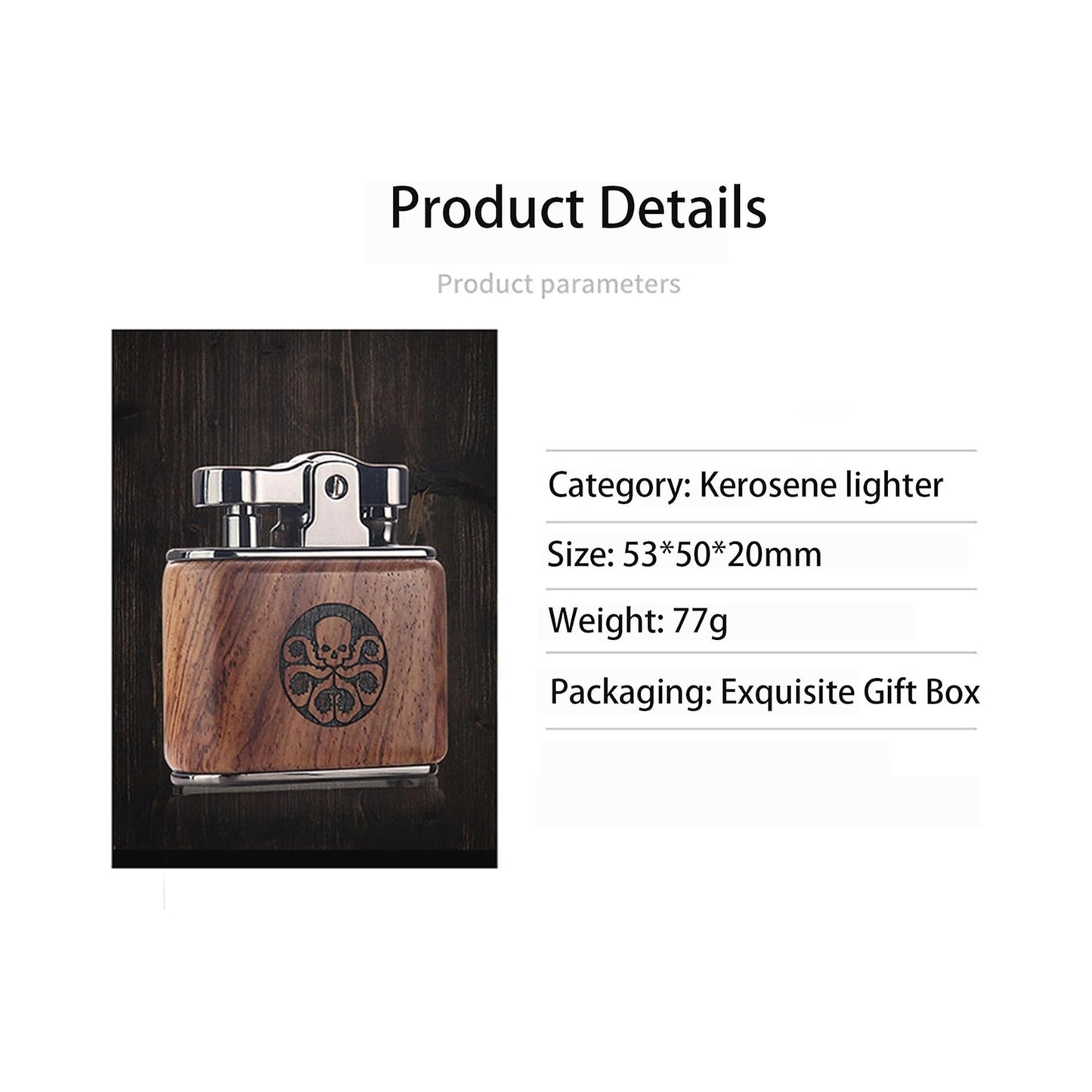 Honest Windproof Vintage Antique Trench Lighter, Old-Fashioned Refillable Metal Kerosene Lighters, Rocker Arm Petrol Oil Ignition and Adjustable Soft Flame Best Gift for to Father Husband