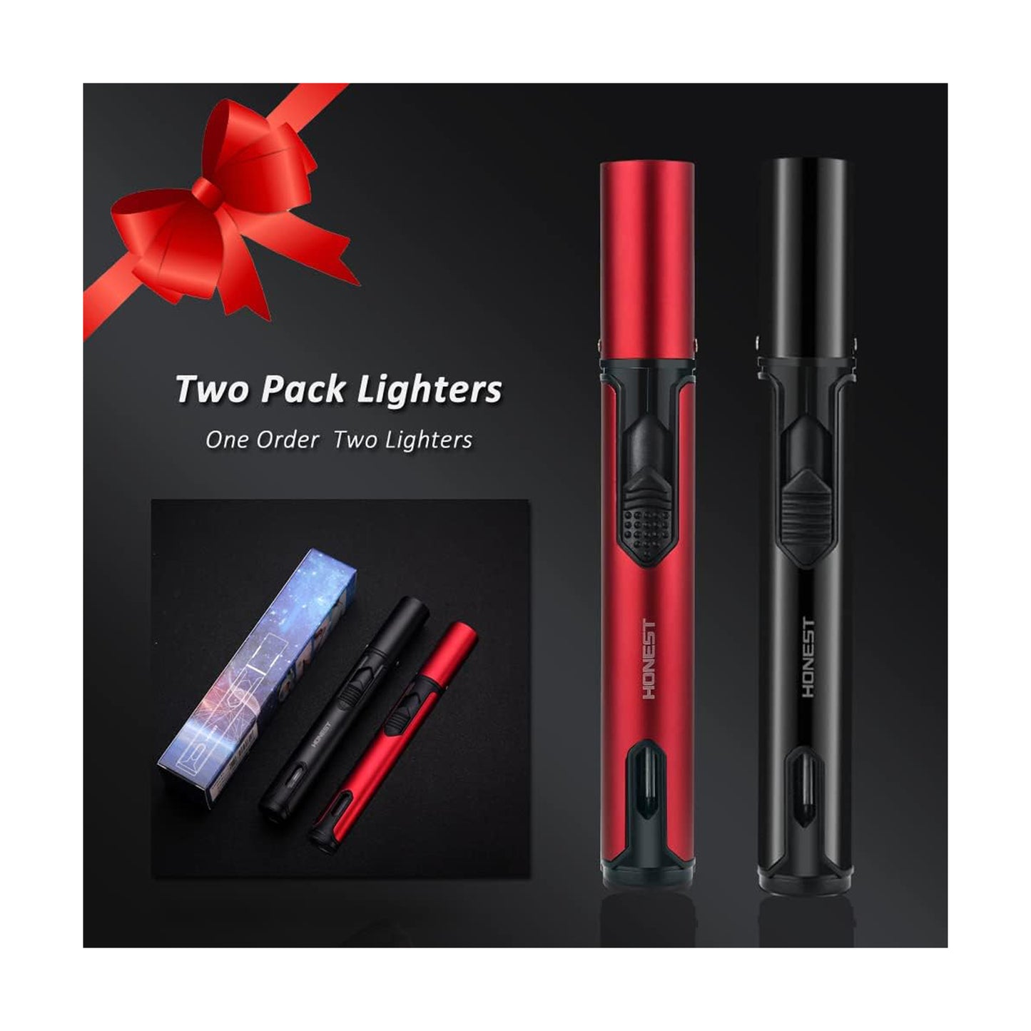 Honest Torch Lighters, Butane Lighters Refillable Single Jet Flame for Candle Grill BBQ Camping