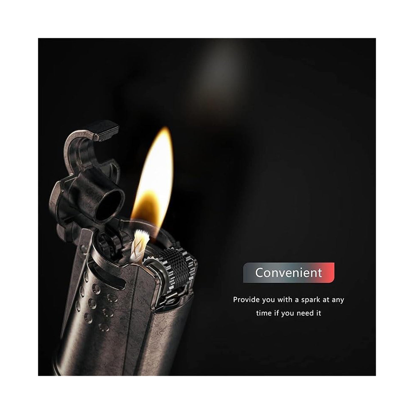 Honest Metal Kerosene Gasoline Vintage Collectible Lighter, Wheeled Trench Cool Lighter Windproof Trench (Liquid Not Included) Refillable Fuel, Portable Candle Cigar Lighter Outdoor Camping