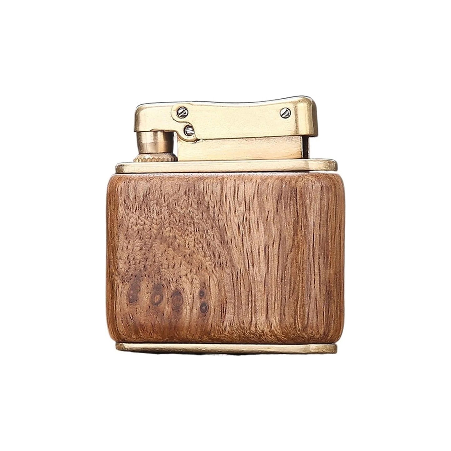 Honest Retro Kerosene Lighter Brass Lighter Solid Wood Shell Reusable high-end Gift