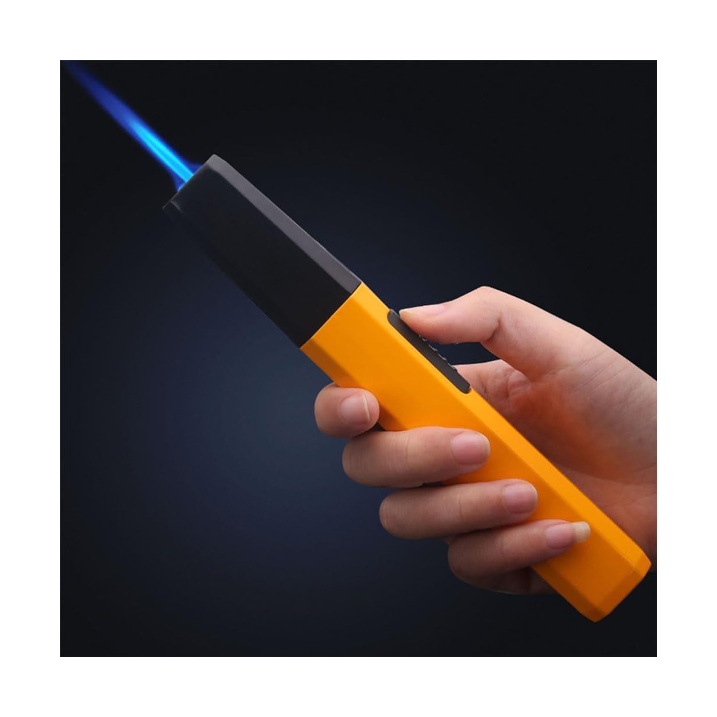 Honest Windproof Straight Blue Flame Lighter, Metal Portable Butane Rechargeable Lighter, Adjustable Flame Size Torch Lighter, Outdoor Camping, BBQ, Candle, Kitchen, Gift