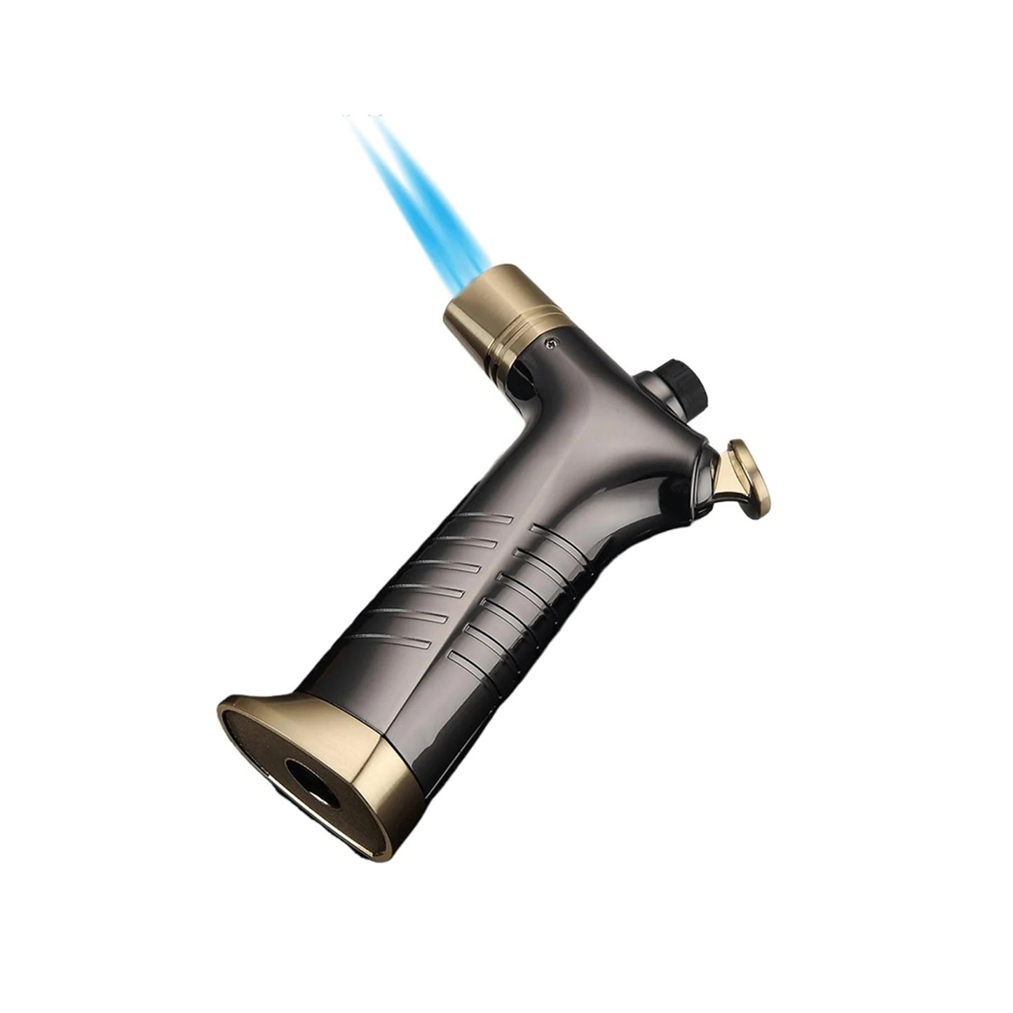 Honest Blue flame direct-into-fire lighter, metal nozzle is safe and durable, jet-type windproof double flame lighter, adjustable flame, rechargeable butane, easy to carry, gift for men