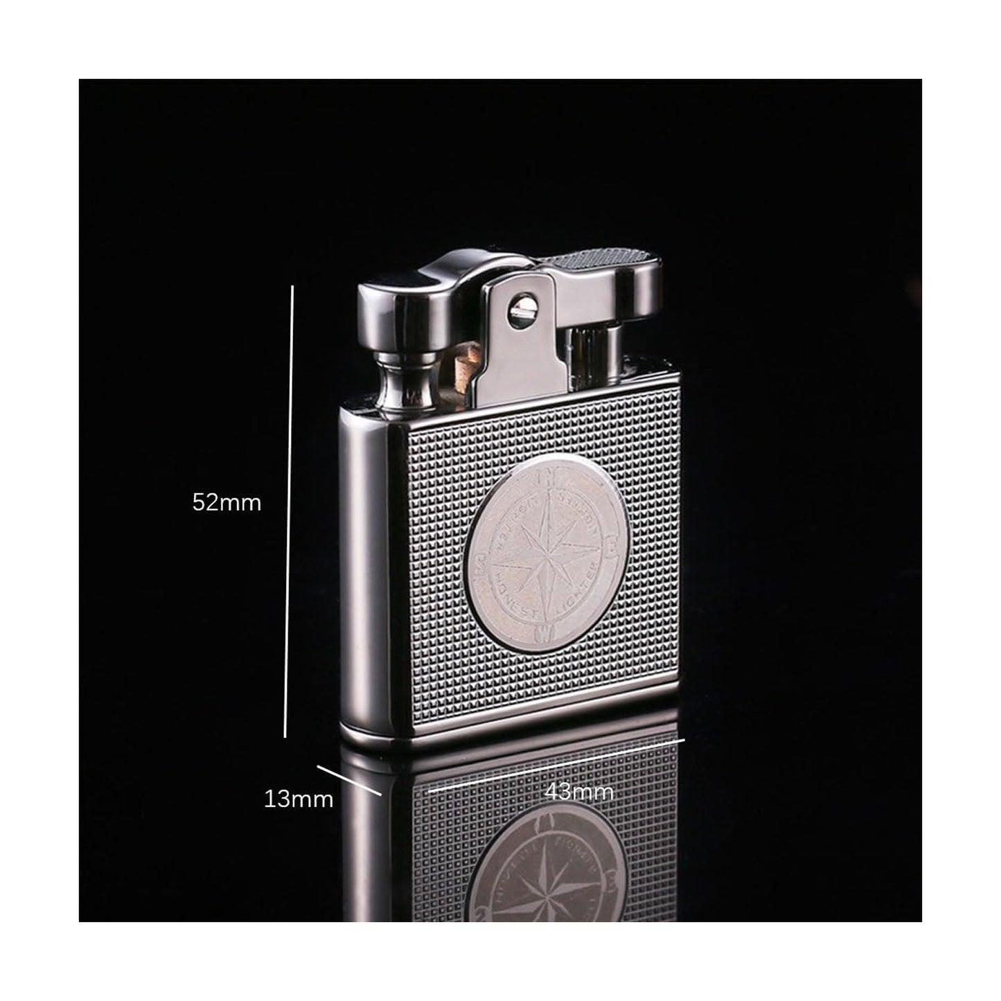 Honest Metal Vintage Kerosene Lighter, Classic Soft Flame Lighter, Push to Ignite, Exquisite Craftsmanship, Reusable, Cigar Candle, Gift Box Packaging, Men's Gift
