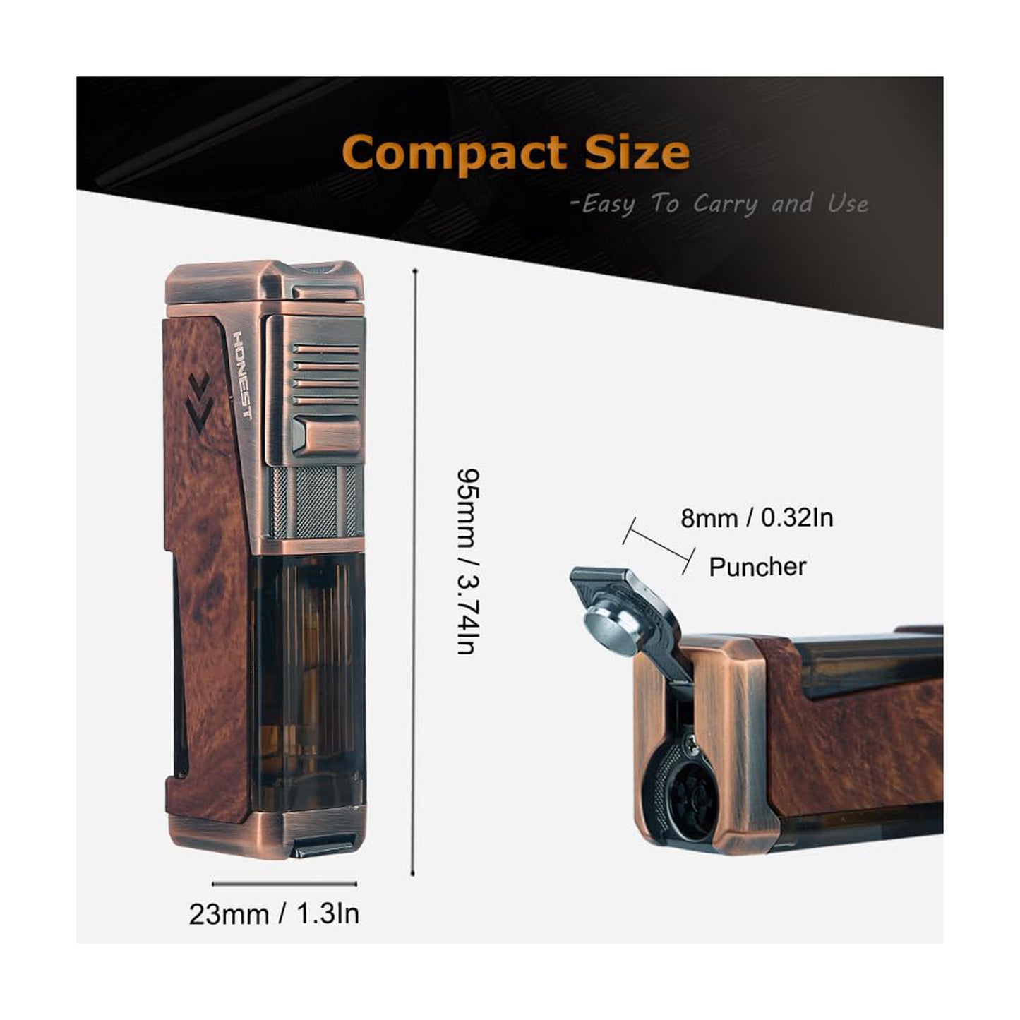 HONEST Four Jet Flame Windproof Butane Torch Lighter – Refillable and Adjustable, Perfect Gift Set for Men, Fathers Day, Friends, and Dads