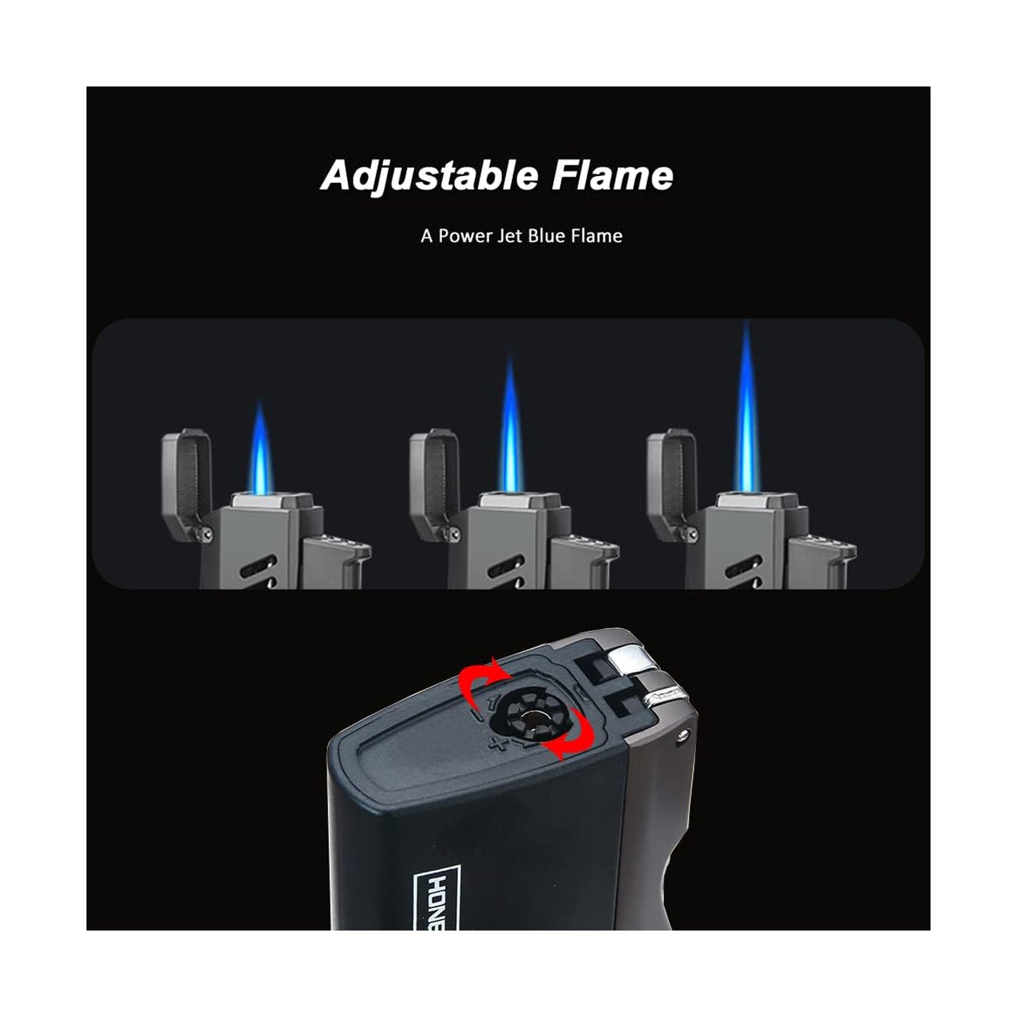 Honest Jet Torch Cigar Lighter - Adjustable Flame, Refillable with Butane - Outdoor