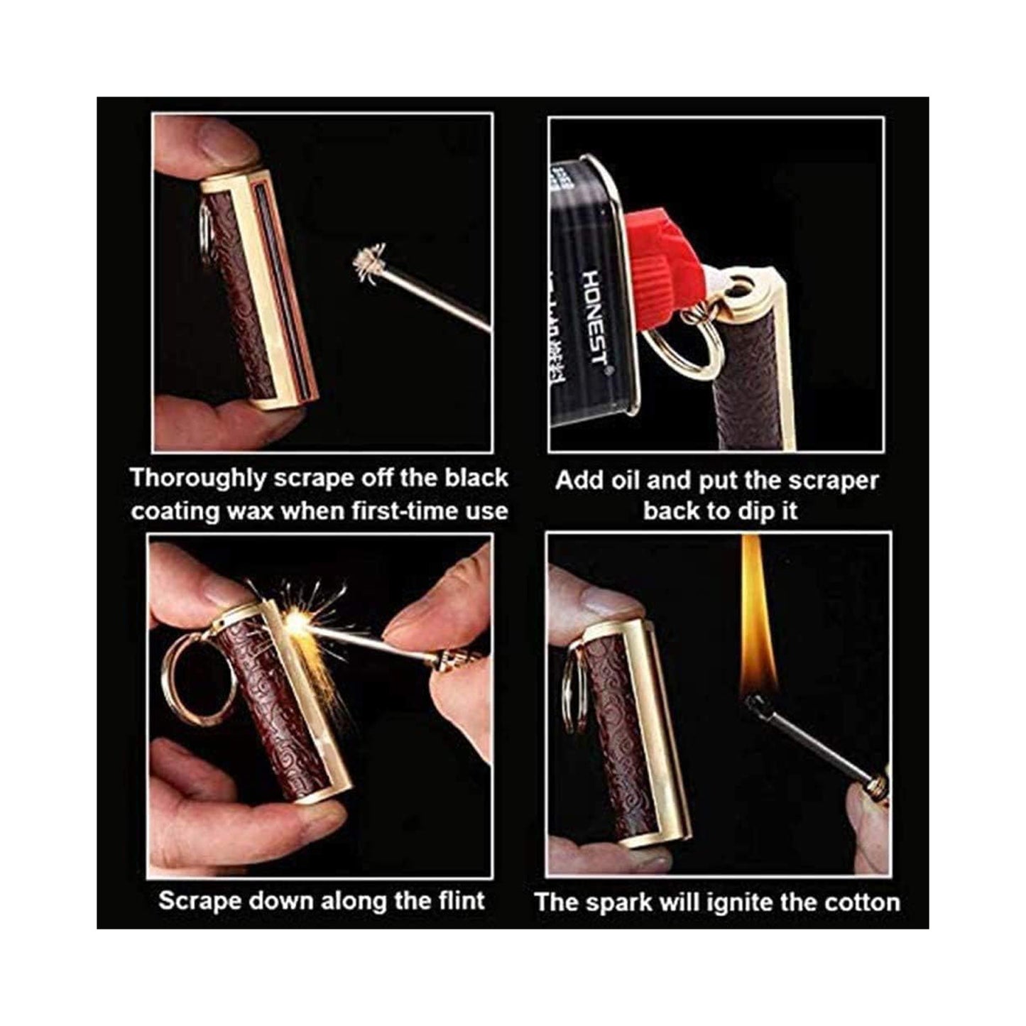 Honest Dragon’s Breath Immortal Lighter, Permanent Match Metal, Lighter Keychain with Gift Box, Reusable Survival Fire Starter Lighter, Best Gift Ideas