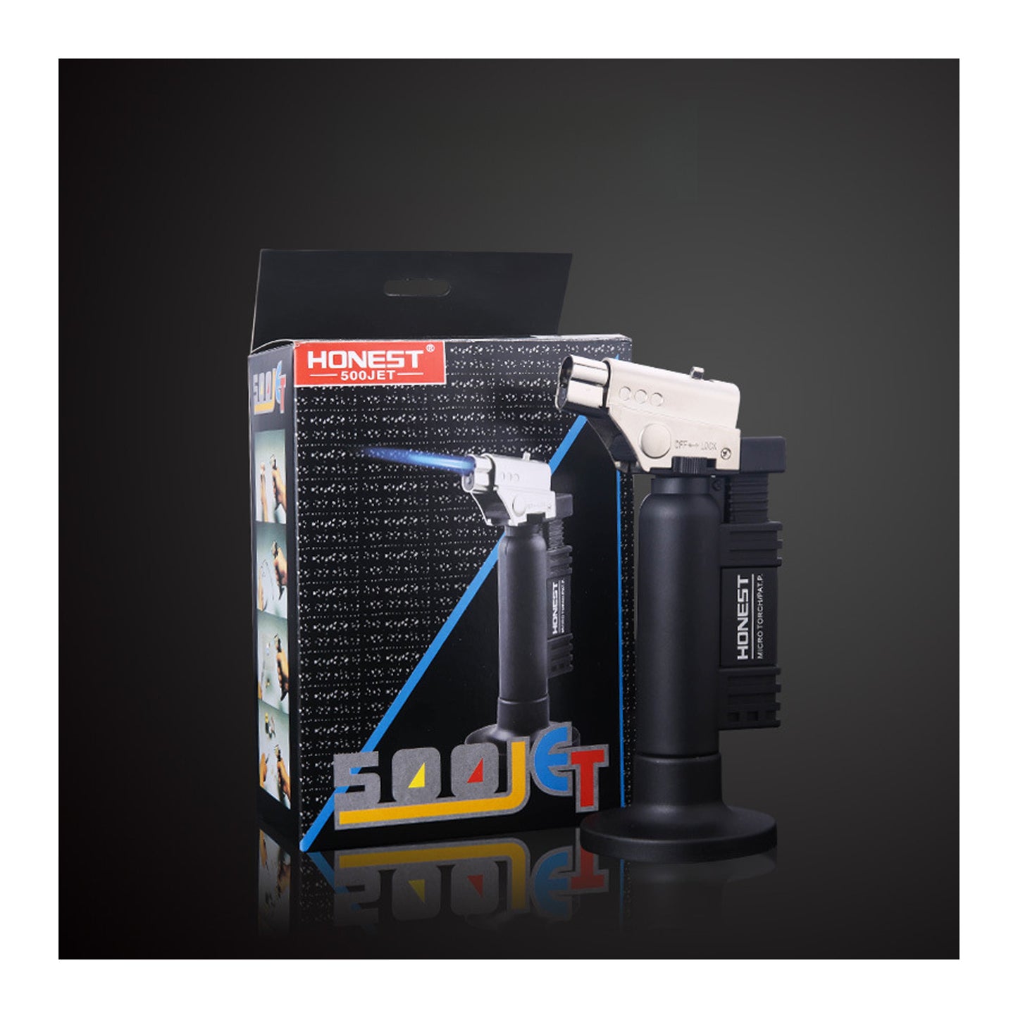 Honest High Power Dual Jet Flame Butane Lighter Windproof Ignition Tool for Camping and Barbecue