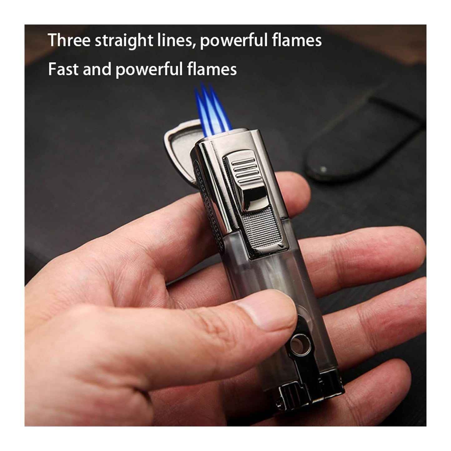Honest Torch Lighter, Cigar Lighter, Triple 3 Jet Flame Butane Lighter, Windproof Adjustable Portable Lighter, Suitable for Collection, Camping, Outdoor, Men's Gifts