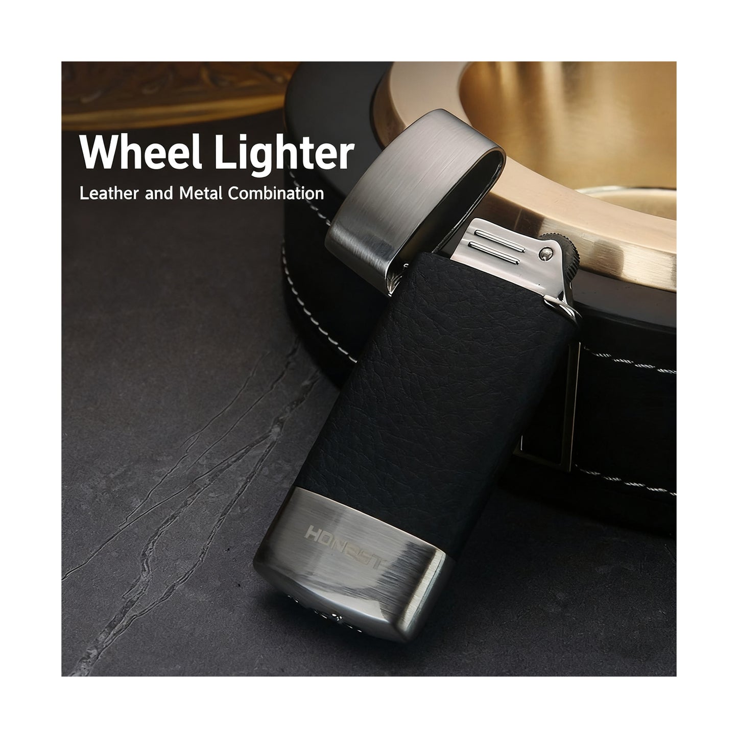 Honest Butane Gas Lighter Retro-Style Vintage Grinder Gas Lighter, Gift Smoking Accessory