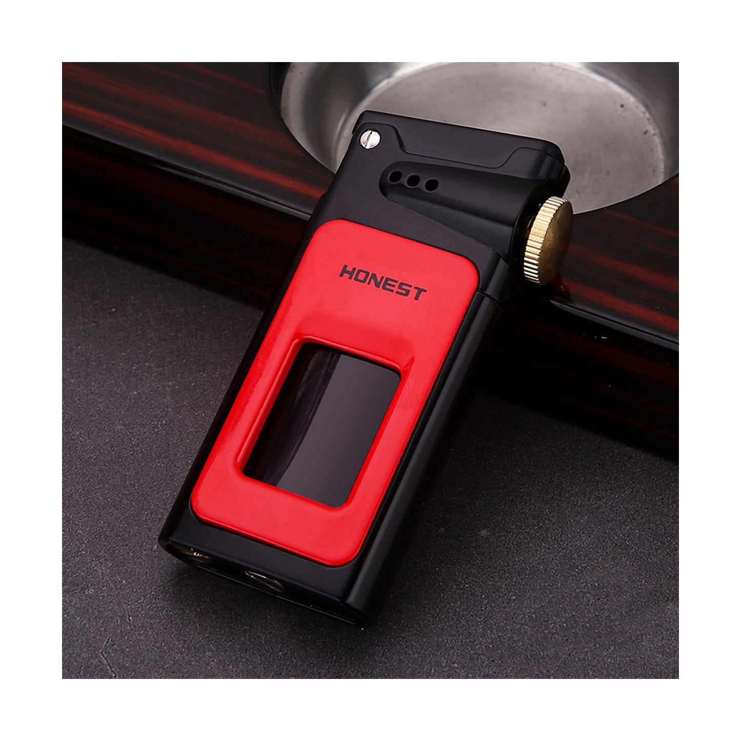 Honest Metal Vintage Windproof Kerosene Lighter, Classic Soft Flame, Portable Transparent Window Reusable Lighter, Gift for Men (Kerosene Not Included)
