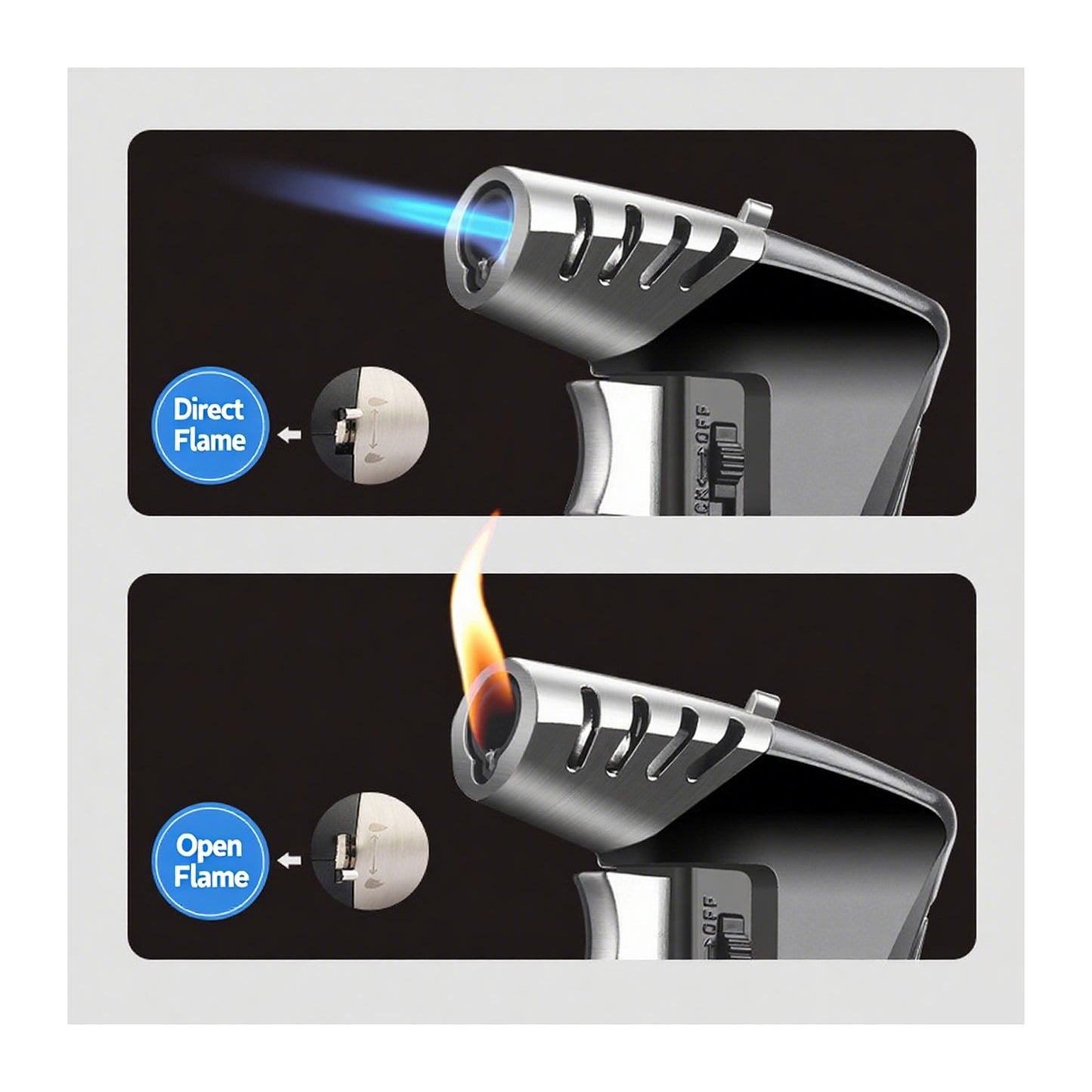 Honest Butane Jet Flame Cooking Lighter, Metal Windproof Lighter, Refillable Torch Lighter, Adjustable Flame Size Lighter for Kitchen Grill BBQ Candle Camping (Butane Not Included)