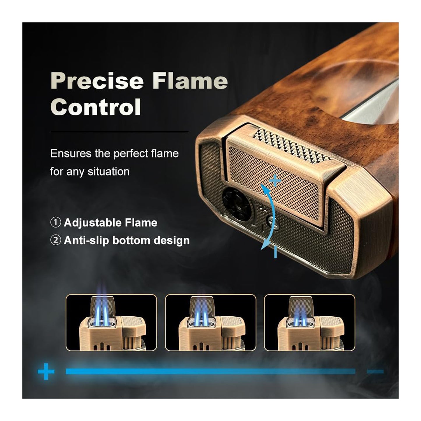 Honest All-in-One Windproof Outdoor Lighter with Dual Jet Flame Built-in Cutter, Butane Refillable and Flames Adjustable, Visible Gas Tank, Portable for Travel, Candle Lovers, Box Included