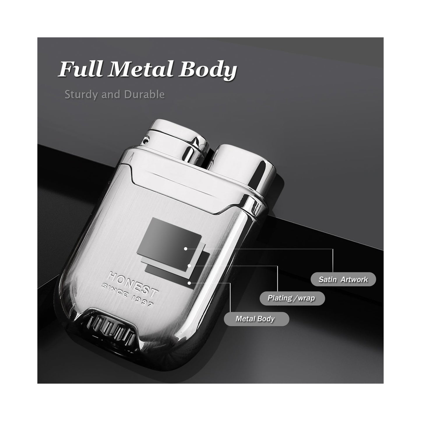 Honest Torch Lighter Butane Windproof Lighter Mens Gifts Lighter for Candle Camping Family Use