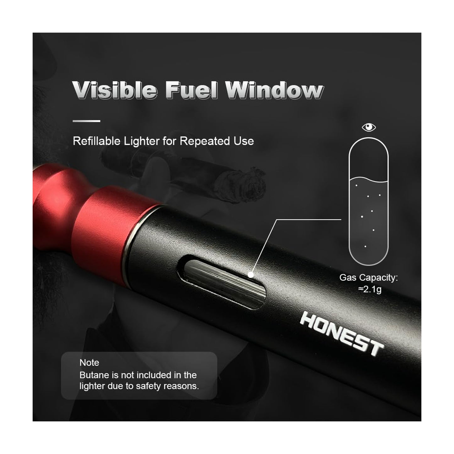 Honest Torch Lighters,5 in 1 Refillable Butane Torch Lighters,Butane Not Included, Windproof Adjustable Jet Flame Pen Shape Lighter with Cutter Punch,Holder,Draw Tool Gas Lighter Accessories Kit in Gift Box