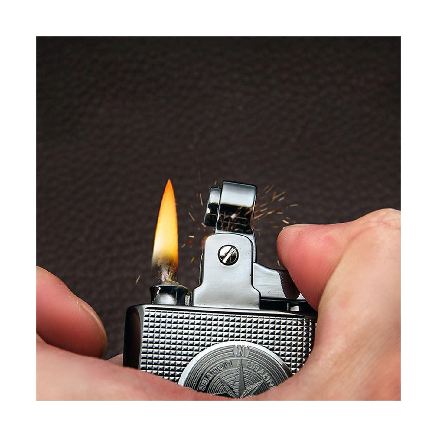 Honest Metal Vintage Kerosene Lighter, Classic Soft Flame Lighter, Push to Ignite, Exquisite Craftsmanship, Reusable, Cigar Candle, Gift Box Packaging, Men's Gift