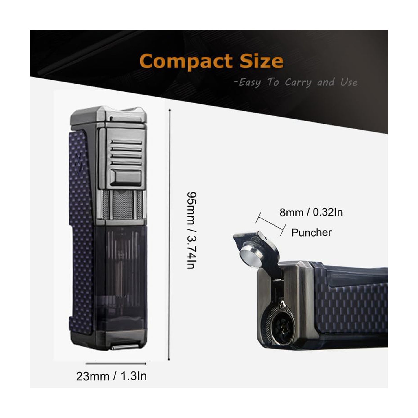 HONEST Four Jet Flame Windproof Butane Torch Lighter – Refillable and Adjustable, Perfect Gift Set for Men, Fathers Day, Friends, and Dads