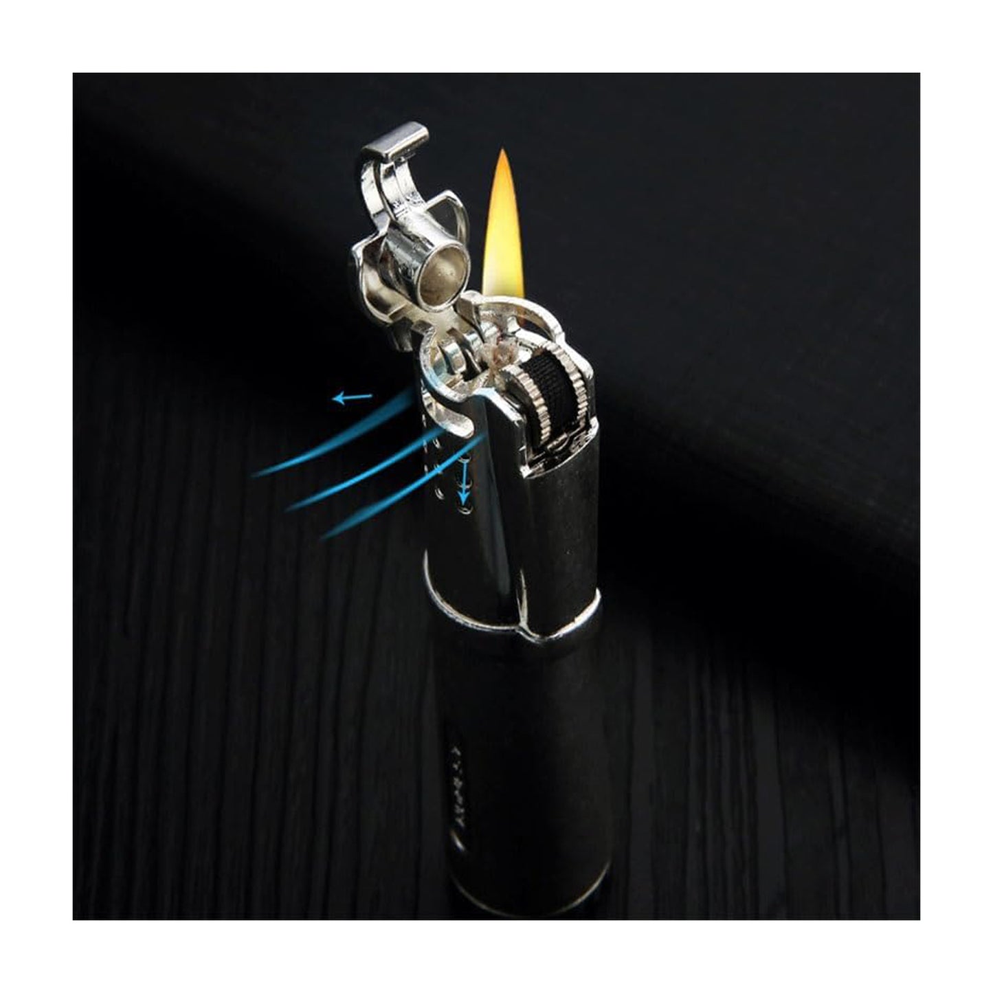 Honest Metal Kerosene Gasoline Vintage Collectible Lighter, Wheeled Trench Cool Lighter Windproof Trench (Liquid Not Included) Refillable Fuel, Portable Candle Cigar Lighter Outdoor Camping