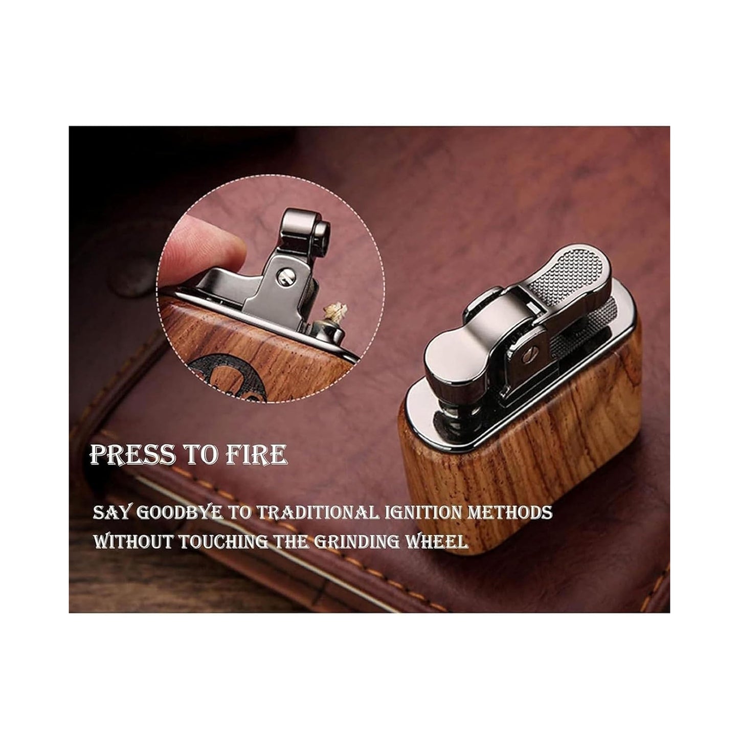 Honest Windproof Vintage Antique Trench Lighter, Old-Fashioned Refillable Metal Kerosene Lighters, Rocker Arm Petrol Oil Ignition and Adjustable Soft Flame Best Gift for to Father Husband