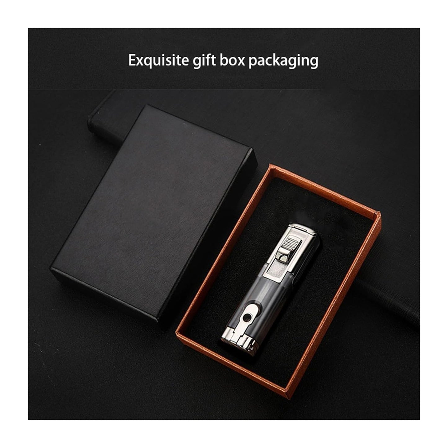 Honest Torch Lighter, Cigar Lighter, Triple 3 Jet Flame Butane Lighter, Windproof Adjustable Portable Lighter, Suitable for Collection, Camping, Outdoor, Men's Gifts