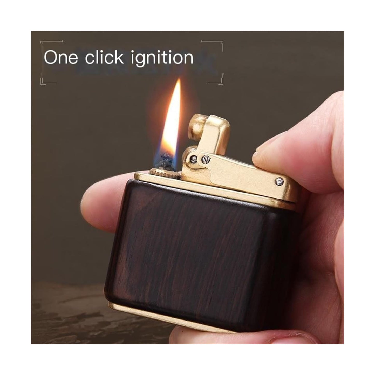 Honest Retro Kerosene Lighter Brass Lighter Solid Wood Shell Reusable high-end Gift